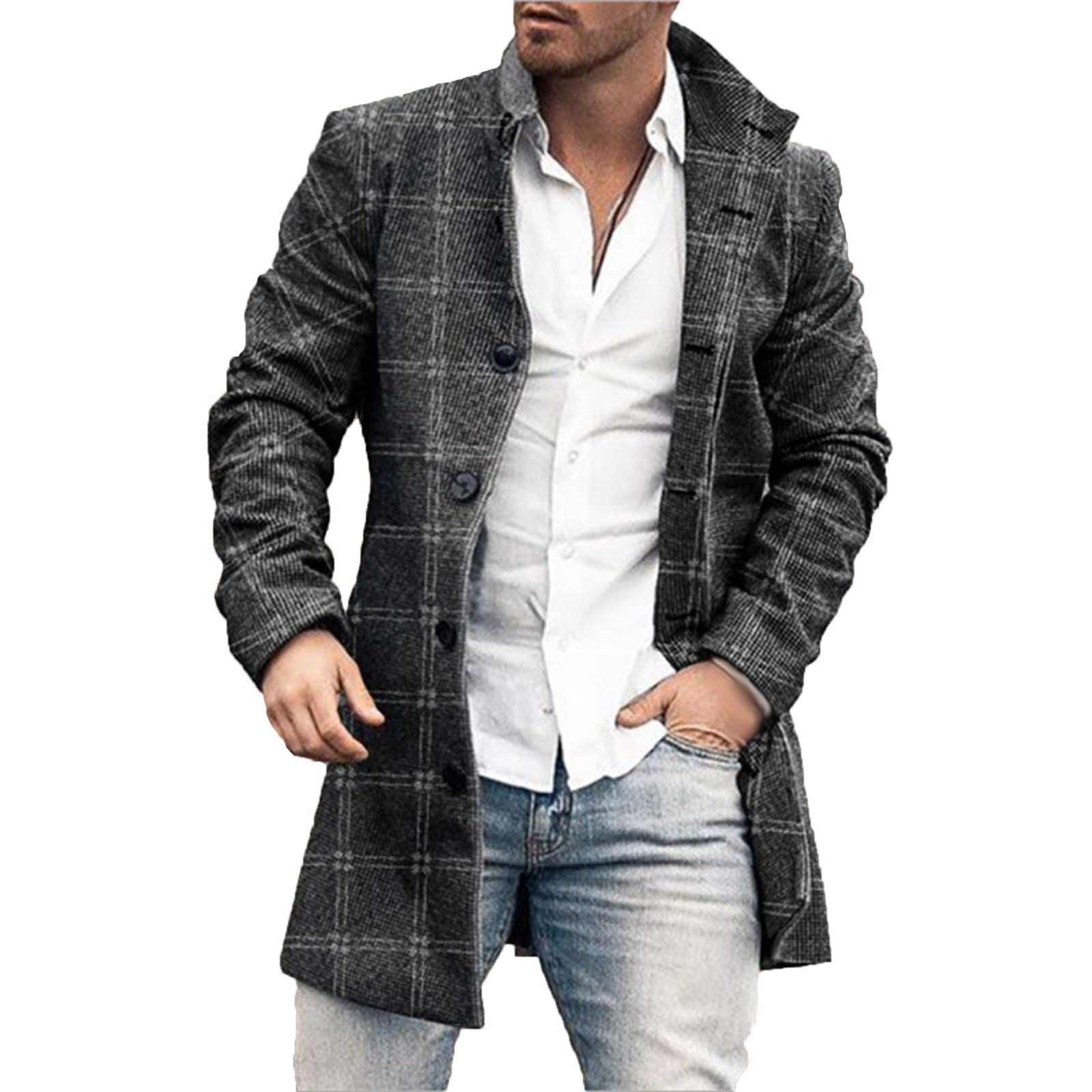 Men's Winter Coats: Wool & Pea Jackets, Slim Long Trench Tops, Solid Color Fashion for Outdoor & Office Wear