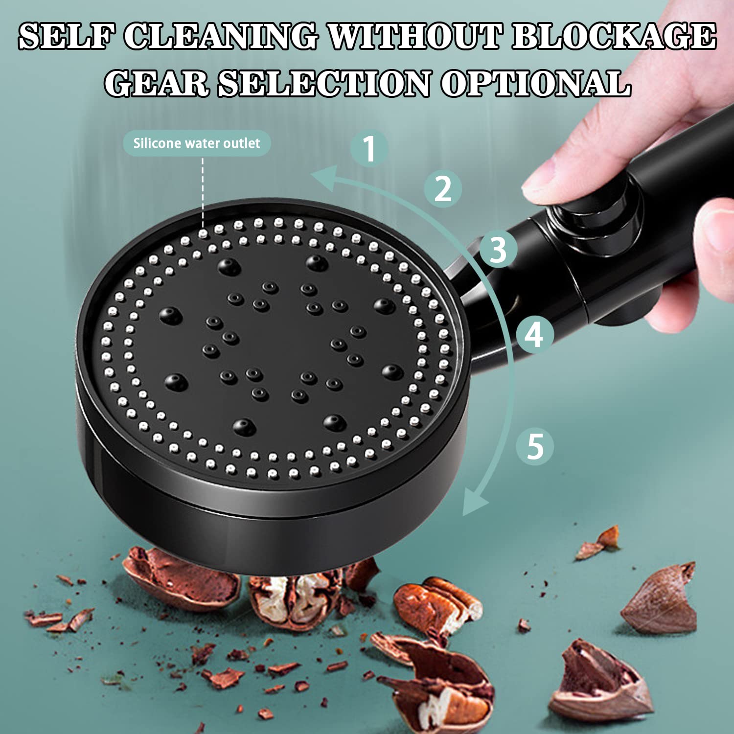 High Pressure Handheld Shower Head with 5 Adjustable Spray Modes & One-Touch Water Stop - Perfect for Bathroom, Spa, and Pet Washing