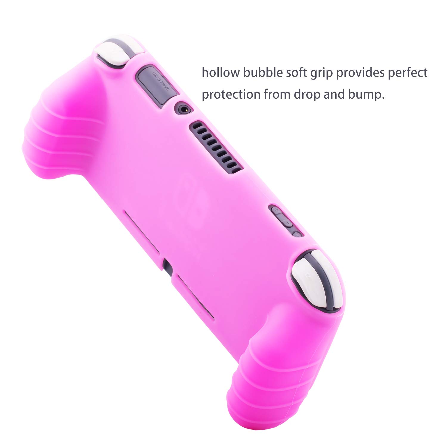 YoRHa Soft Silicone Rubber Protective Cover Case & 4 Thumbsticks for Nintendo Switch Lite (2019 Slim Model) - Pink | Comfort Grip for Gaming | Perfect for Travel & Long Play Sessions