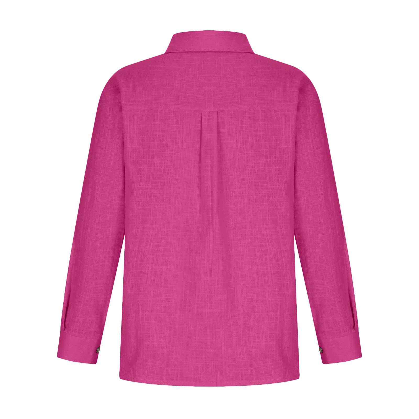 Women's Linen Long Sleeve Blouse with Button Lapel - Elegant Slim Fit Work & Casual Cotton Top for Office, Date Night & Everyday Wear
