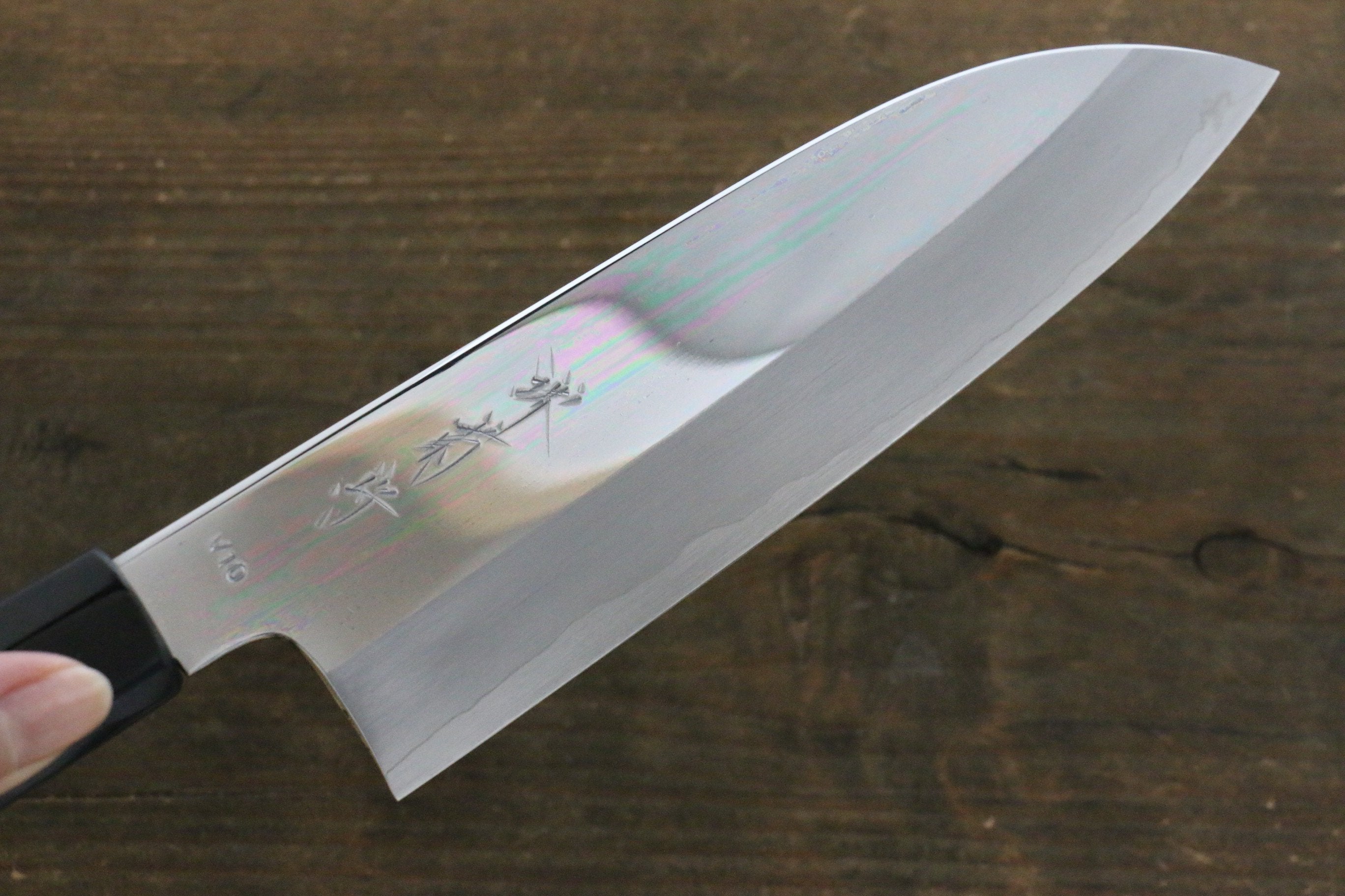 Premium Kikumori VG10 Santoku Knife 180mm - Japanese Chef Knife with Mirrored Finish & Ebony Handle - Perfect for Slicing, Dicing, and Chopping Vegetables, Meat, and Fish