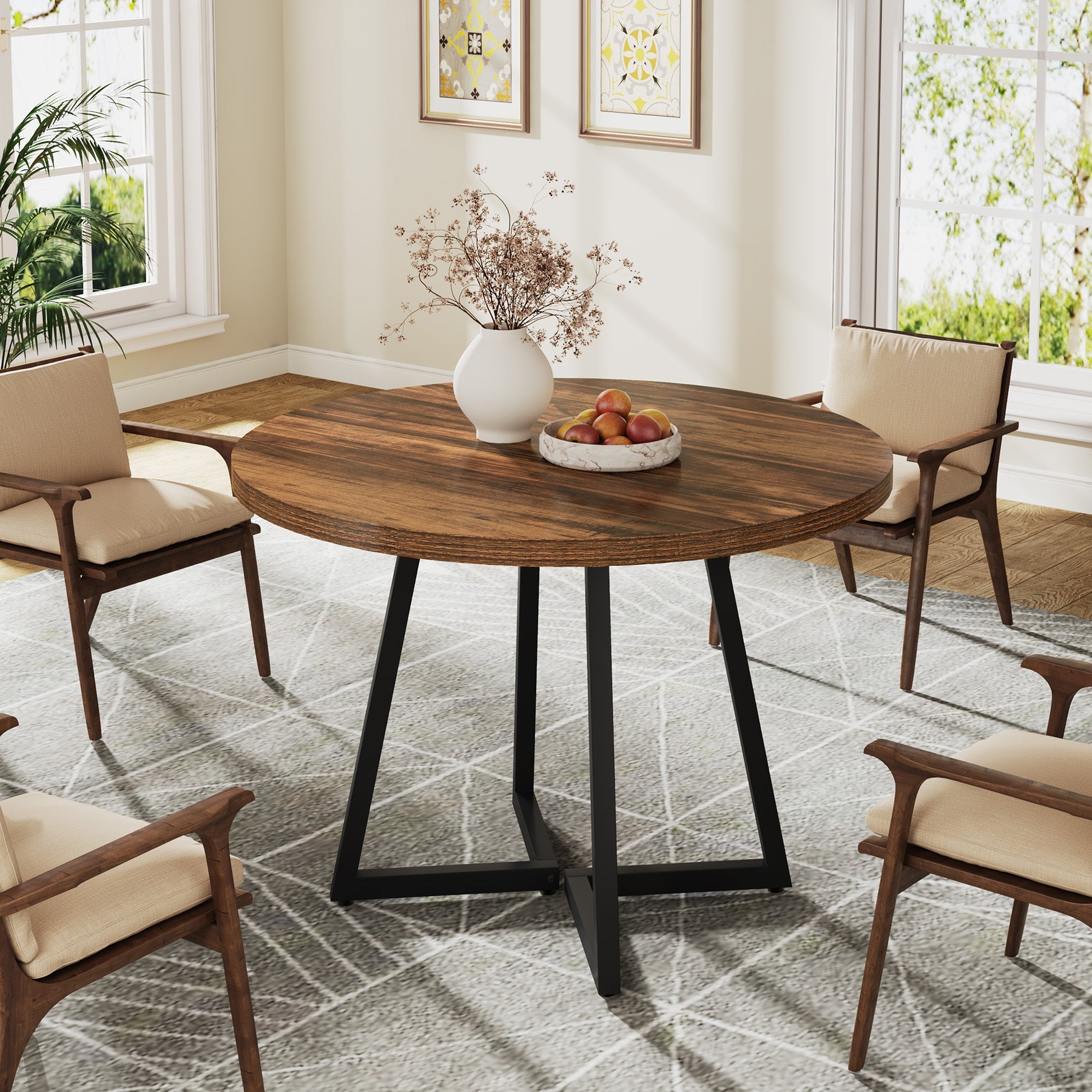 31.5 Inch Square Wooden Dining Table - Kitchen Table for 4 People - Perfect for Small Spaces, Breakfast Nooks & Cozy Family Meals