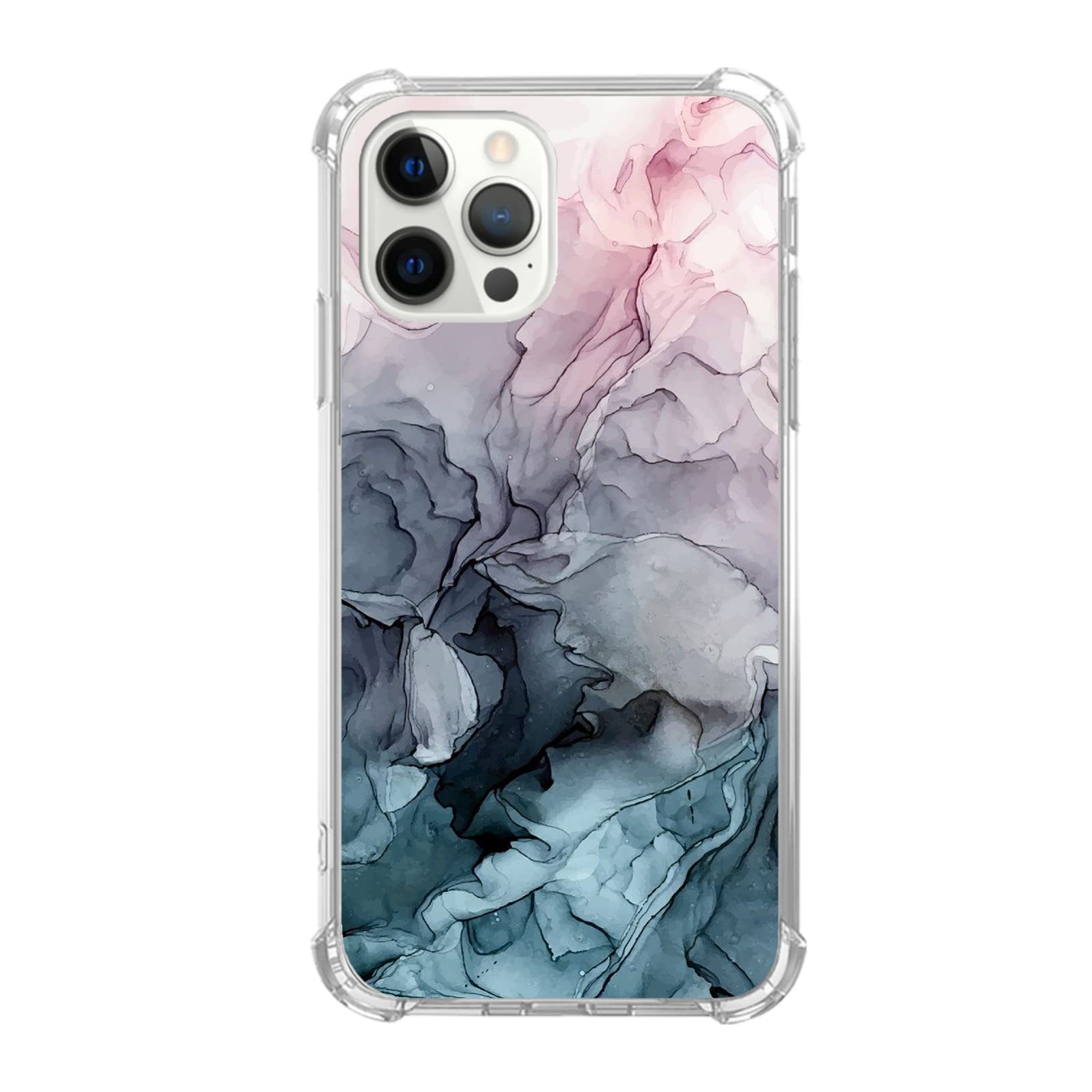 Pink Grey Marble iPhone 12 Pro Max Case - Aesthetic Abstract Design TPU Bumper Cover for Women & Men | Trendy Protective Phone Case for Daily Use, Work & Travel
