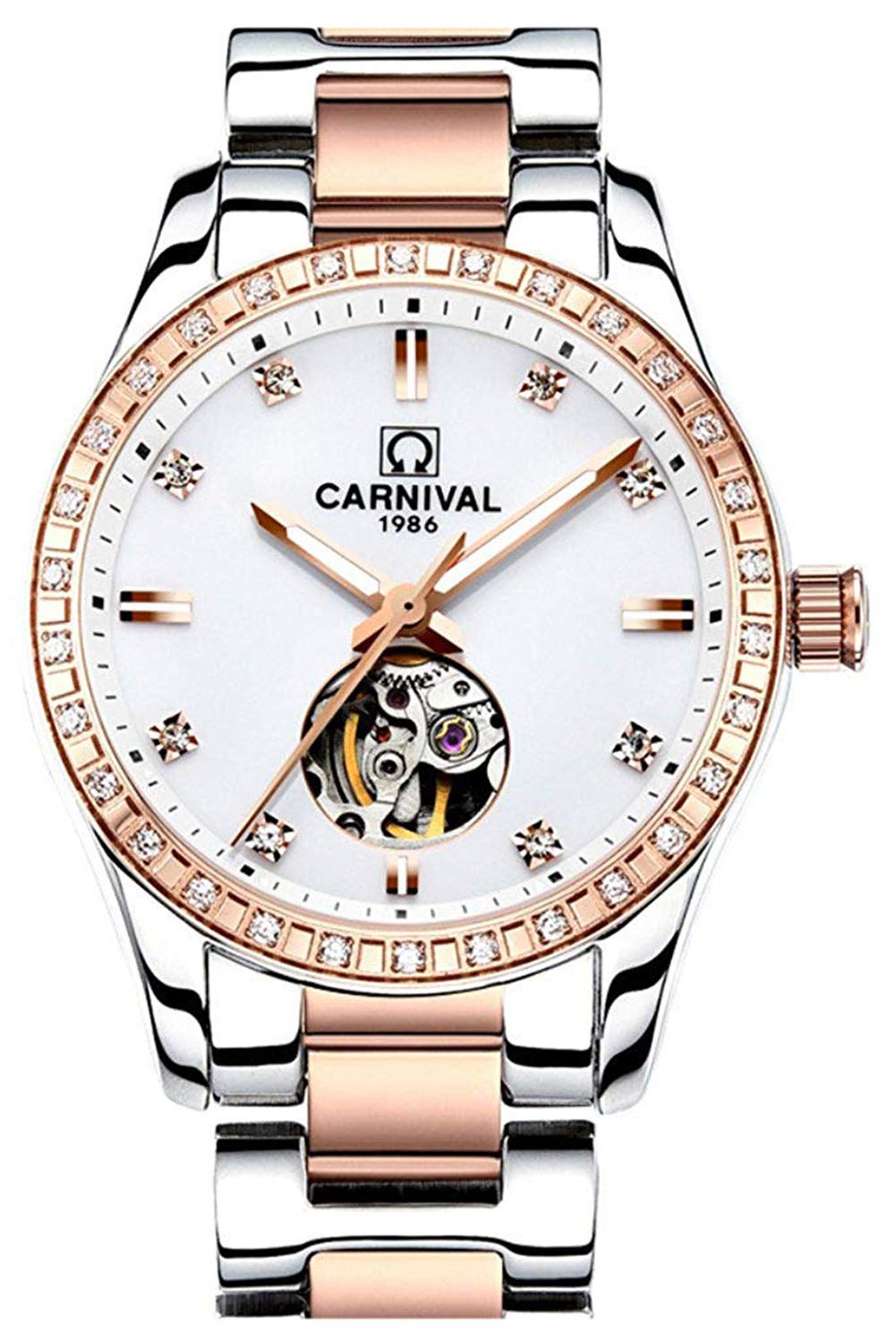 Reginald Women's Automatic Mechanical Watch with Diamond Accents, Skeleton Dial & Waterproof Design - Perfect for Business, Parties & Everyday Wear