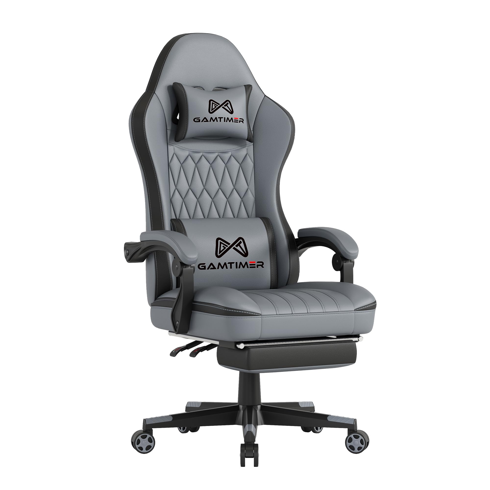 Ergonomic Gaming Chair with Footrest & Lumbar Support - 155° Reclining High Back Office Chair for Adults & Kids (Grey/Black) - Perfect for Home Office, Gaming Setup & Workstation Comfort