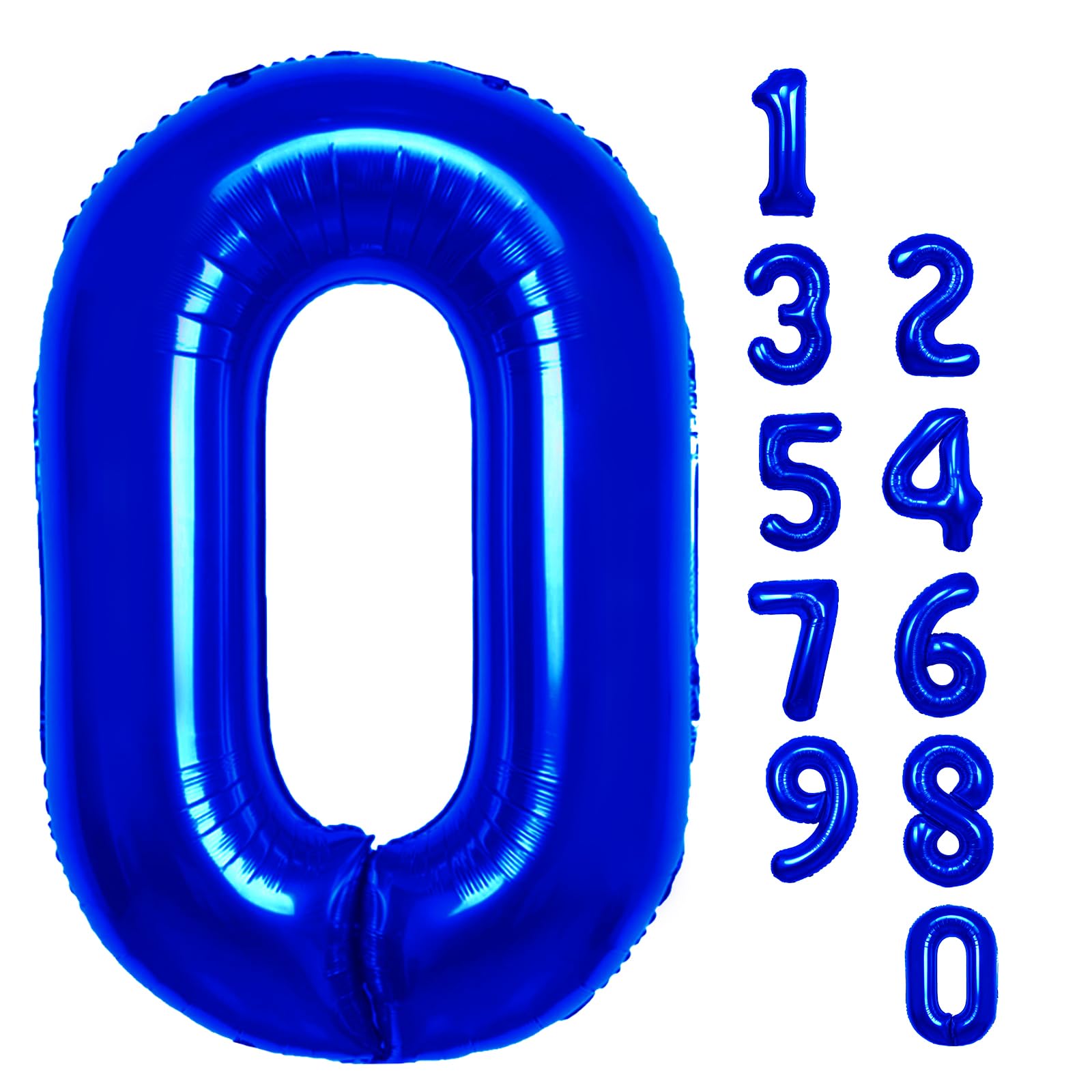 40 Inch Navy Blue & Royal Blue Number 0 Foil Balloon - Helium Ready Giant Digit Balloon for Birthday Parties, Baby Showers, Anniversaries & Special Event Decorations