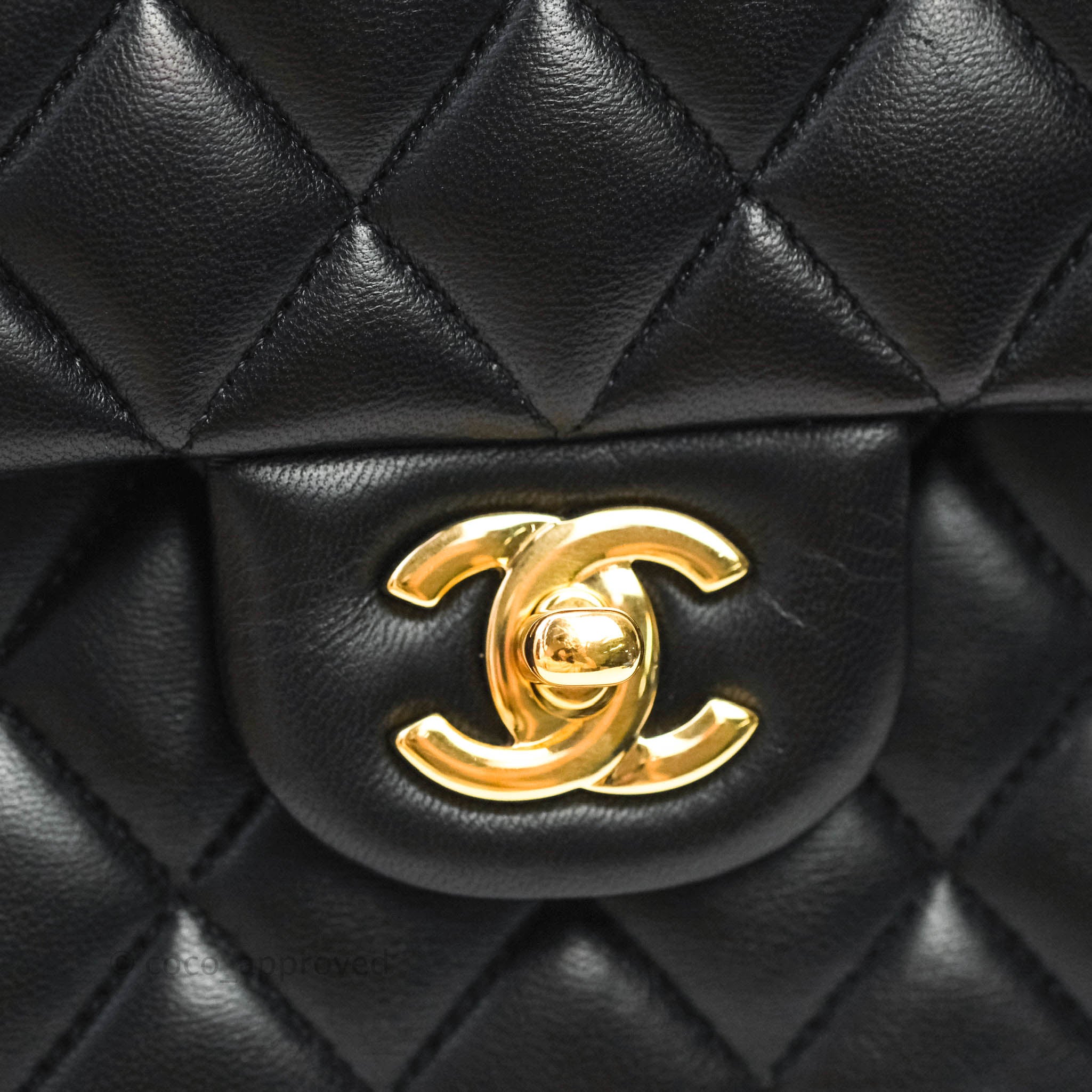 Chanel Classic Medium Double Flap Bag Black Lambskin Gold Hardware - Luxury Designer Handbag for Women, Perfect for Evening Events & Special Occasions