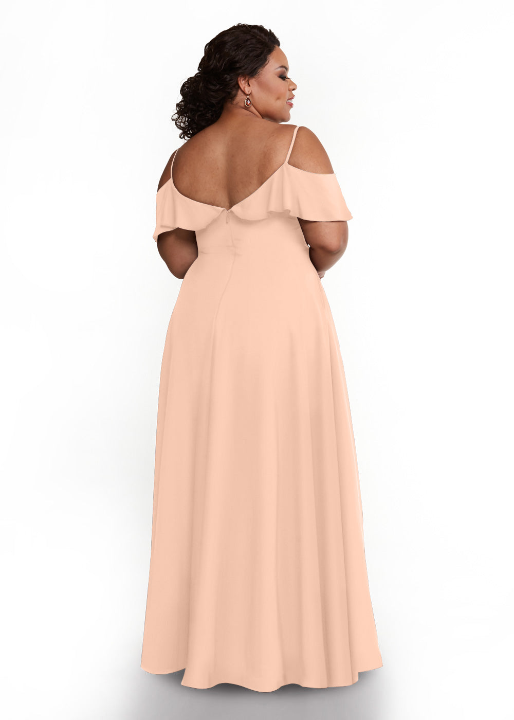 Elegant Off Shoulder Ruffled Chiffon Bridesmaid Dress - A-Line Flowy Design for Weddings, Parties & Special Occasions