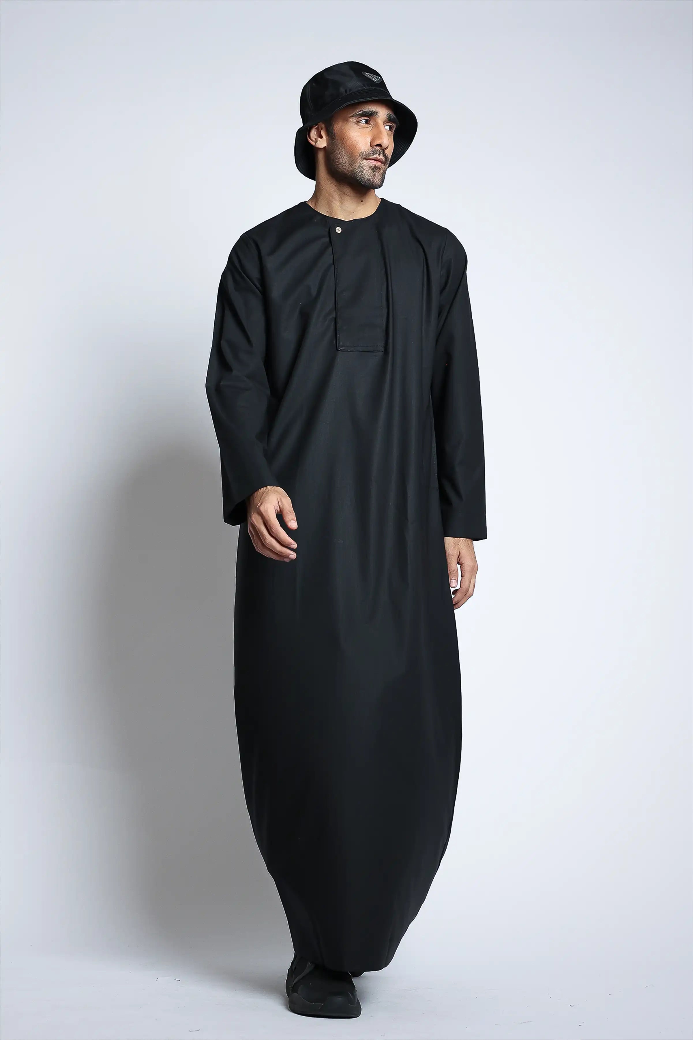 Premium J144 Caviar Piping Thobe - Elegant Embroidered Islamic Robe for Men - Perfect for Eid, Ramadan & Special Occasions