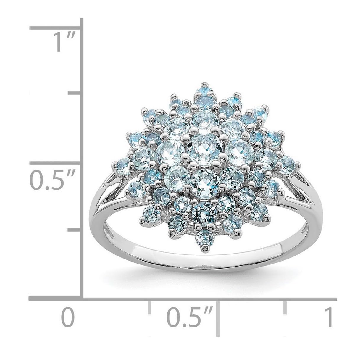 925 Sterling Silver Polished Aquamarine Ring for Women - 2mm Wide Band, March Birthstone Jewelry, Elegant Gift for Anniversary, Engagement, Wedding or Everyday Wear