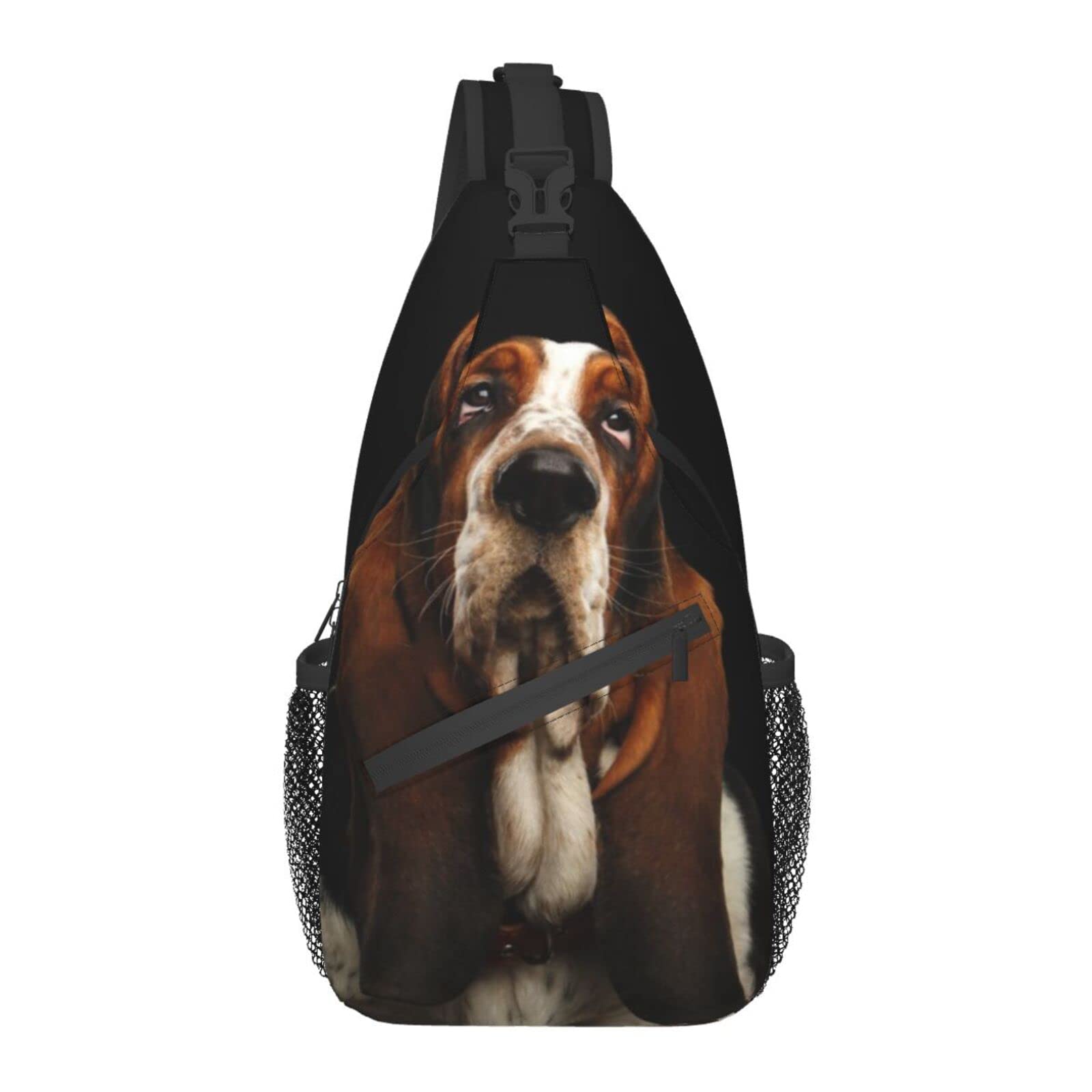 Basset Hound Sling Bag for Men & Women - Adjustable Crossbody Shoulder Backpack, Lightweight Chest Bag for Travel, Hiking, Gym, Biking & Camping | Perfect for Outdoor Adventures & Casual Daily Use