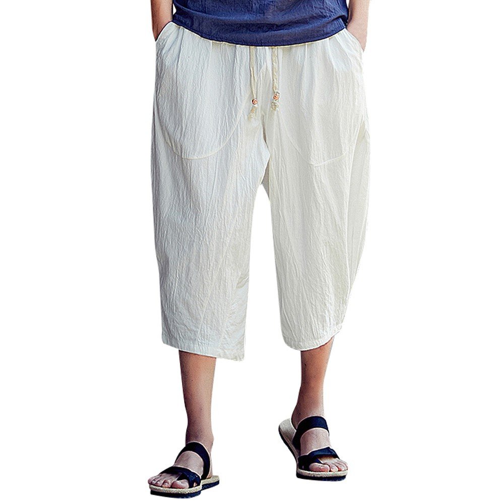 Breathable Linen Casual Pants for Men - Loose Fit Harem Joggers, Slim Calf-Length Running Trousers | Perfect for Gym, Yoga, Travel & Lounge Wear