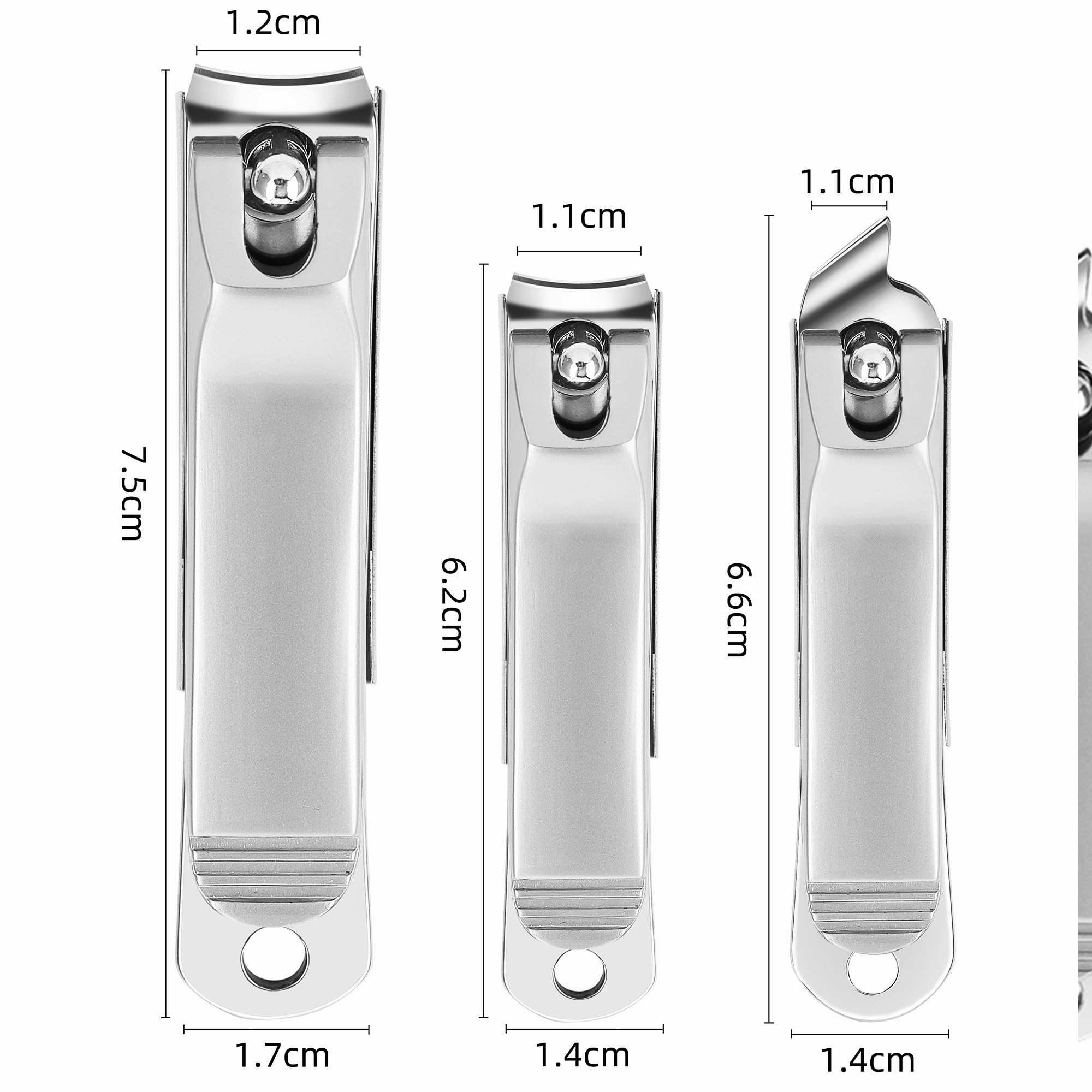 Premium Stainless Steel Nail Clippers Set - 3PCS Professional Fingernail & Toenail Cutters for Women & Men with Storage Case (Black) | Perfect for Home, Travel, and Salon Use