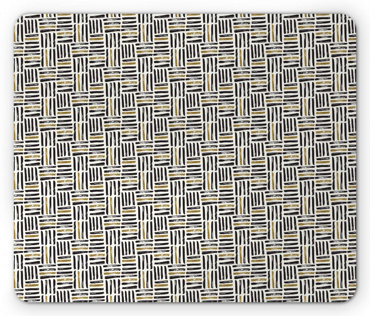 Ambesonne Stripes Mouse Pad - Non-Slip Rubber, Black & Gold for Office & Gaming
