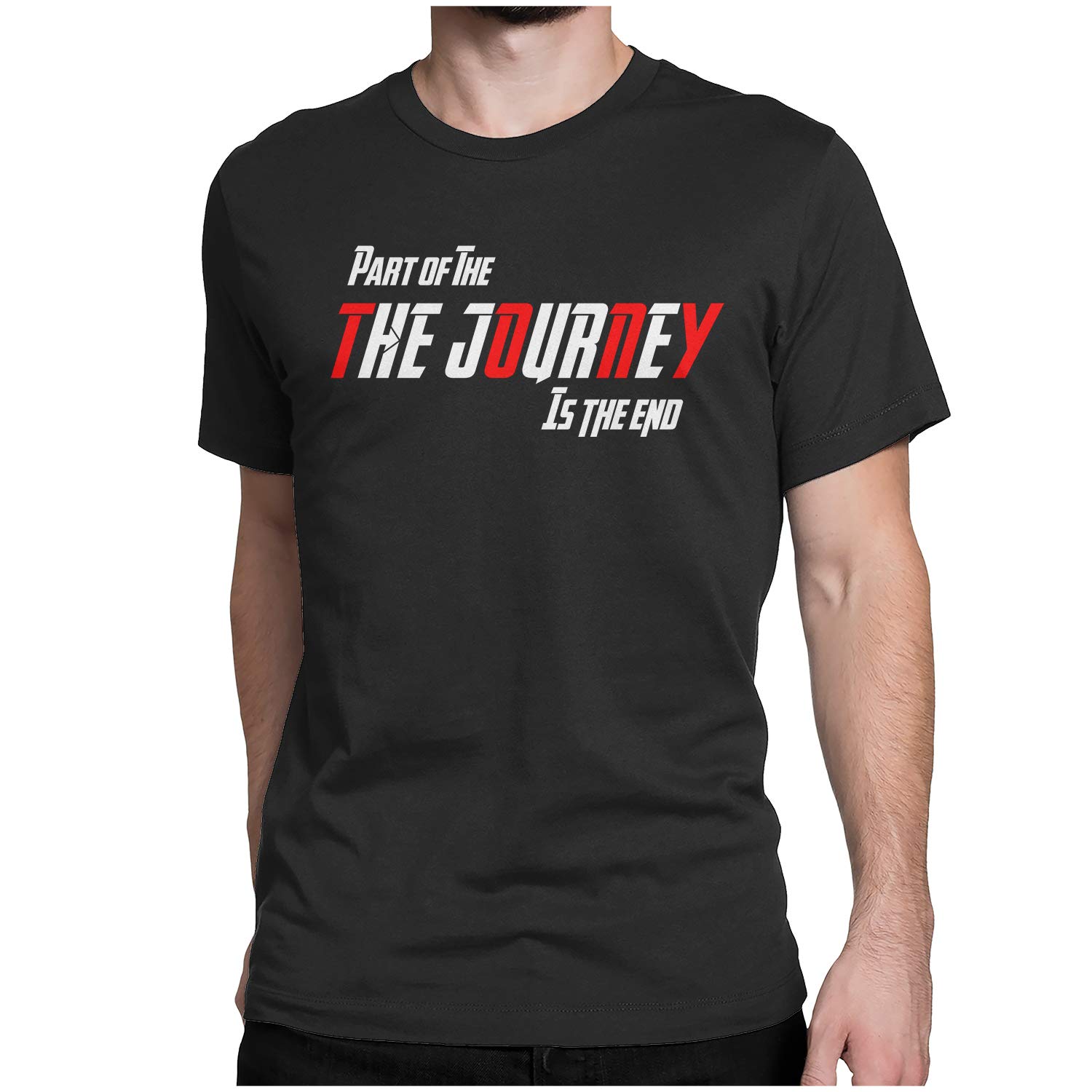 Zatelo 'Part of The Journey is The End' Graphic T-Shirt - Marvel Avengers Movie Quote Tee for Fans & Superhero Lovers
