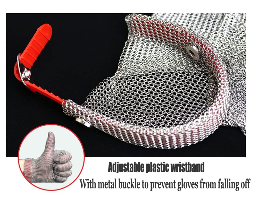 Cut Resistant Stainless Steel Gloves for Gardening, Wood Carving & Glass Cutting - Safety Work Gloves with Chainmail Protection (2PCS, XL) - Ideal for DIY Projects, Construction & Food Handling