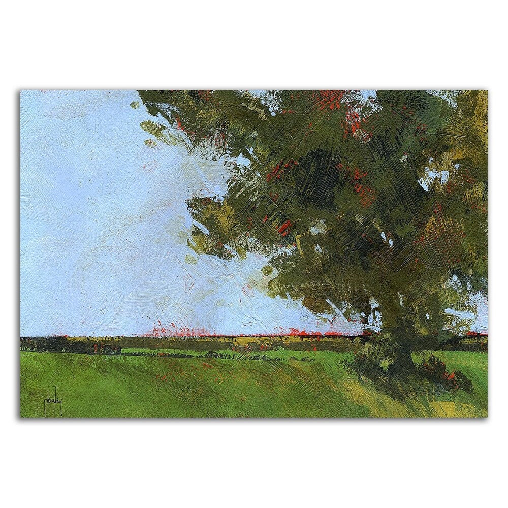 Autumn Oak and Empty Fields by Paul Bailey - Premium Canvas Wall Art Print, Ready to Hang - Perfect for Living Room, Bedroom & Office Decor