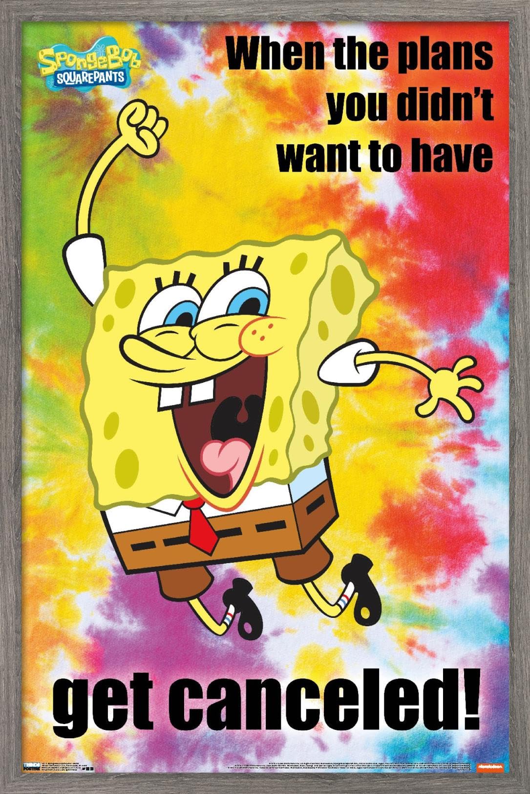 Trends International Nickelodeon SpongeBob SquarePants Meme Wall Poster - 22.375 x 34 Inches, Barnwood Framed Version - Perfect for Kids' Room Decor, Game Room, or Office Humor