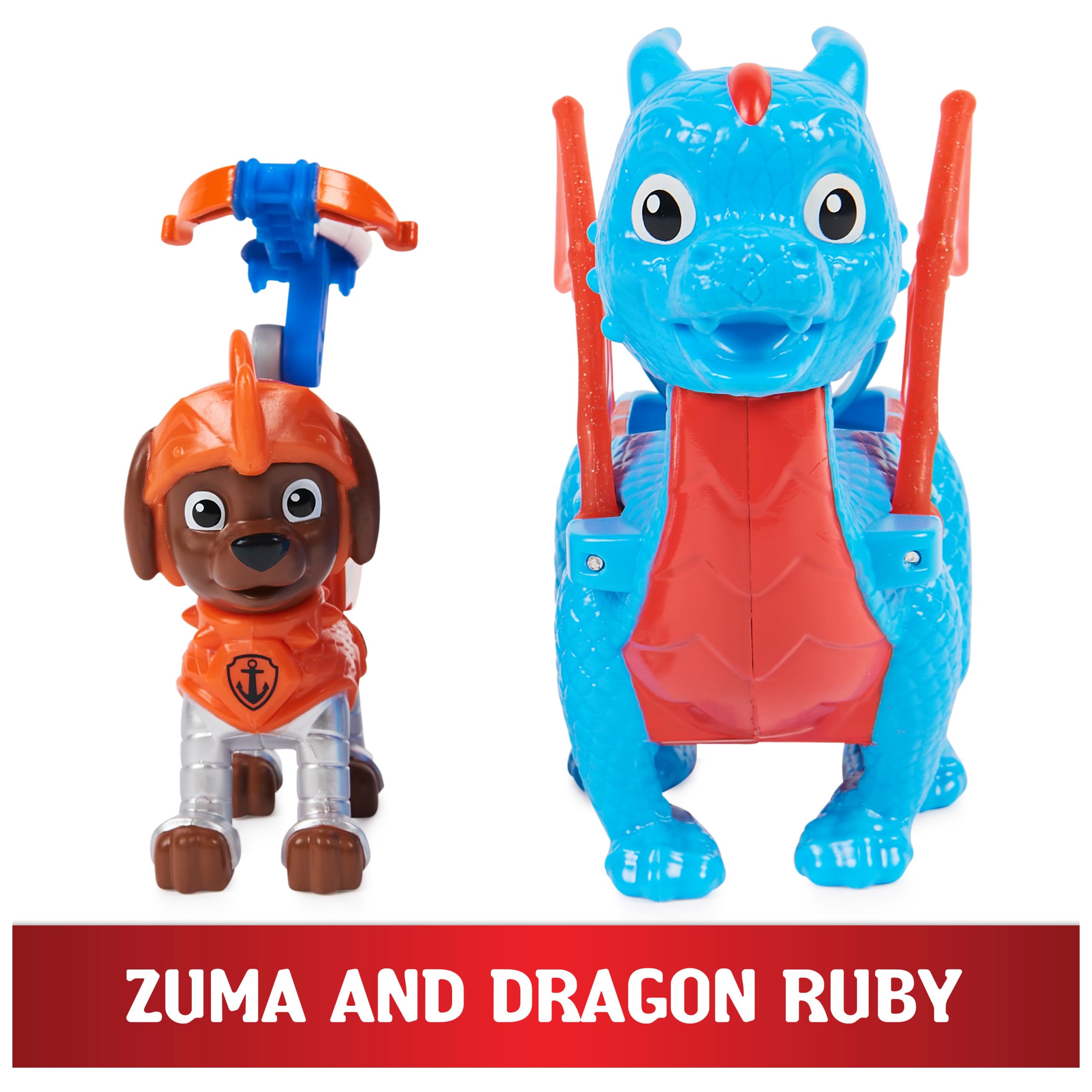 Paw Patrol Rescue Knights Zuma & Dragon Ruby Action Figures Set - Kids Toys for Ages 3+ | Birthday Gifts, Role Play, Adventure Playtime