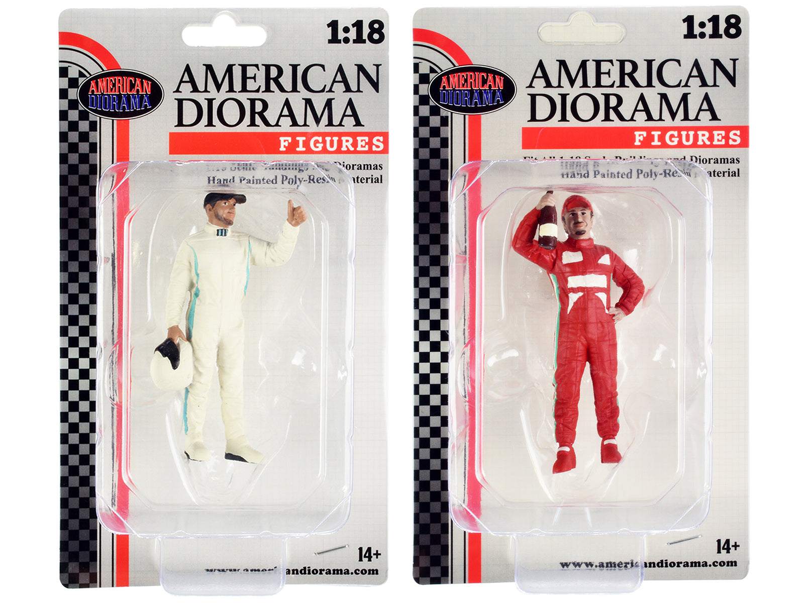 2000's Racing Legends Figures A & B - 1/18 Scale Model Car Collectible Set by American Diorama | Perfect for Diecast Displays, Racing Memorabilia Collections & Diorama Scenes