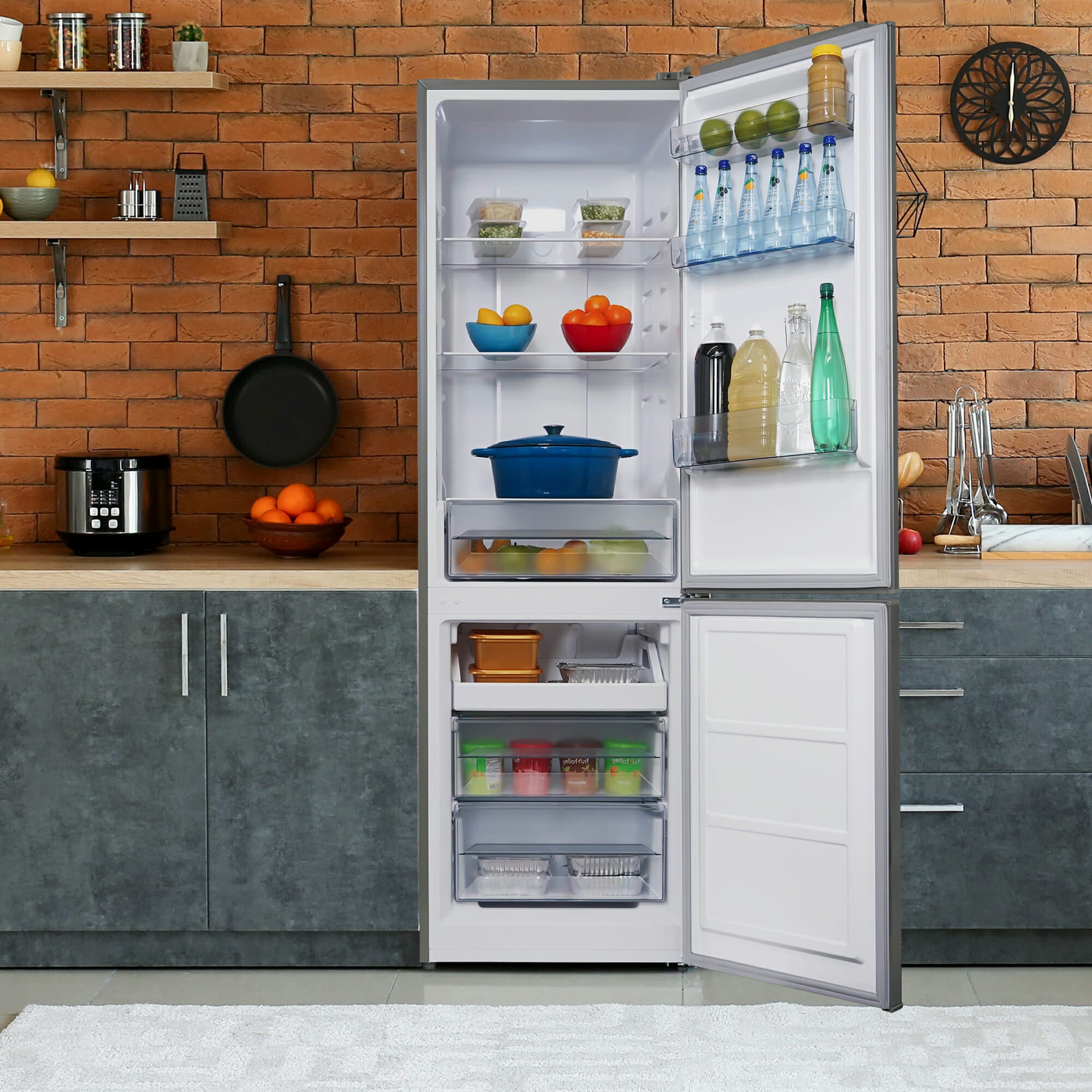 Danby DBMF100B1SLDB 10.3 cu ft Compact Refrigerator - Stainless Steel Bottom Freezer for Apartments, Dorms & Small Spaces