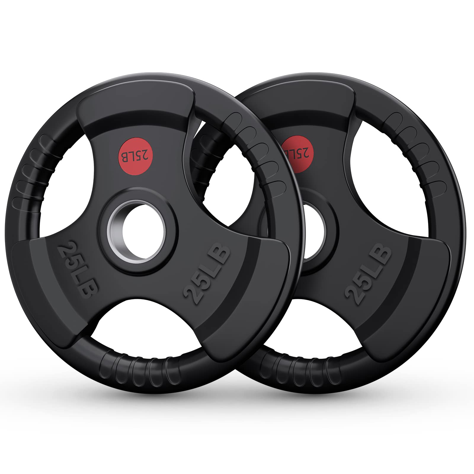 GIKPAL Olympic Rubber Grip Weight Plates Set - 2-Inch Hole Solid Cast Iron Core for Home Gym Strength Training (10lb-45lb) | Perfect for Weightlifting, CrossFit & Powerlifting Workouts