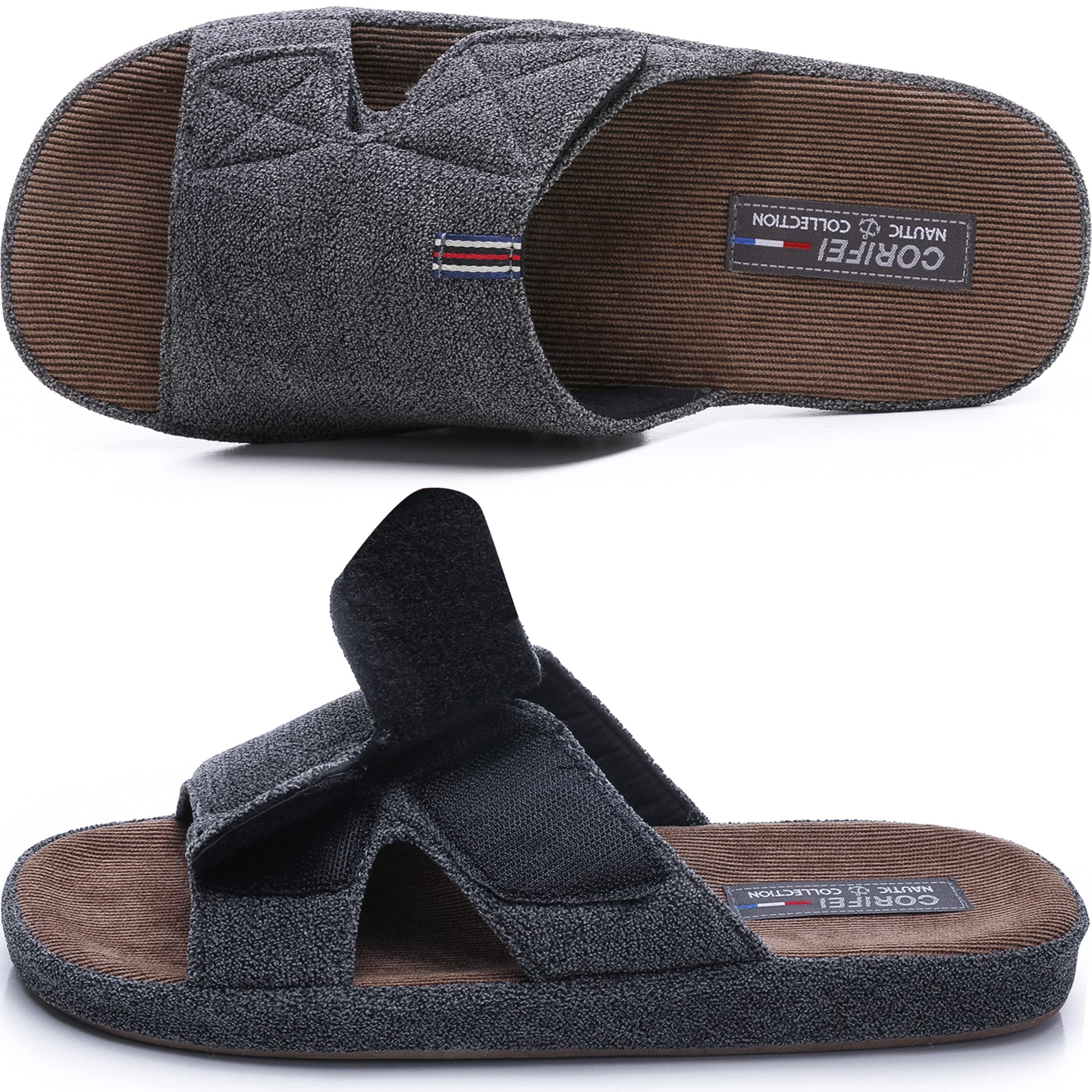 Men's Adjustable Open Toe Slippers with Arch Support - Non-Slip Cross Band Design for Indoor & Outdoor Use - Perfect for Home, Garden, Beach and Relaxation