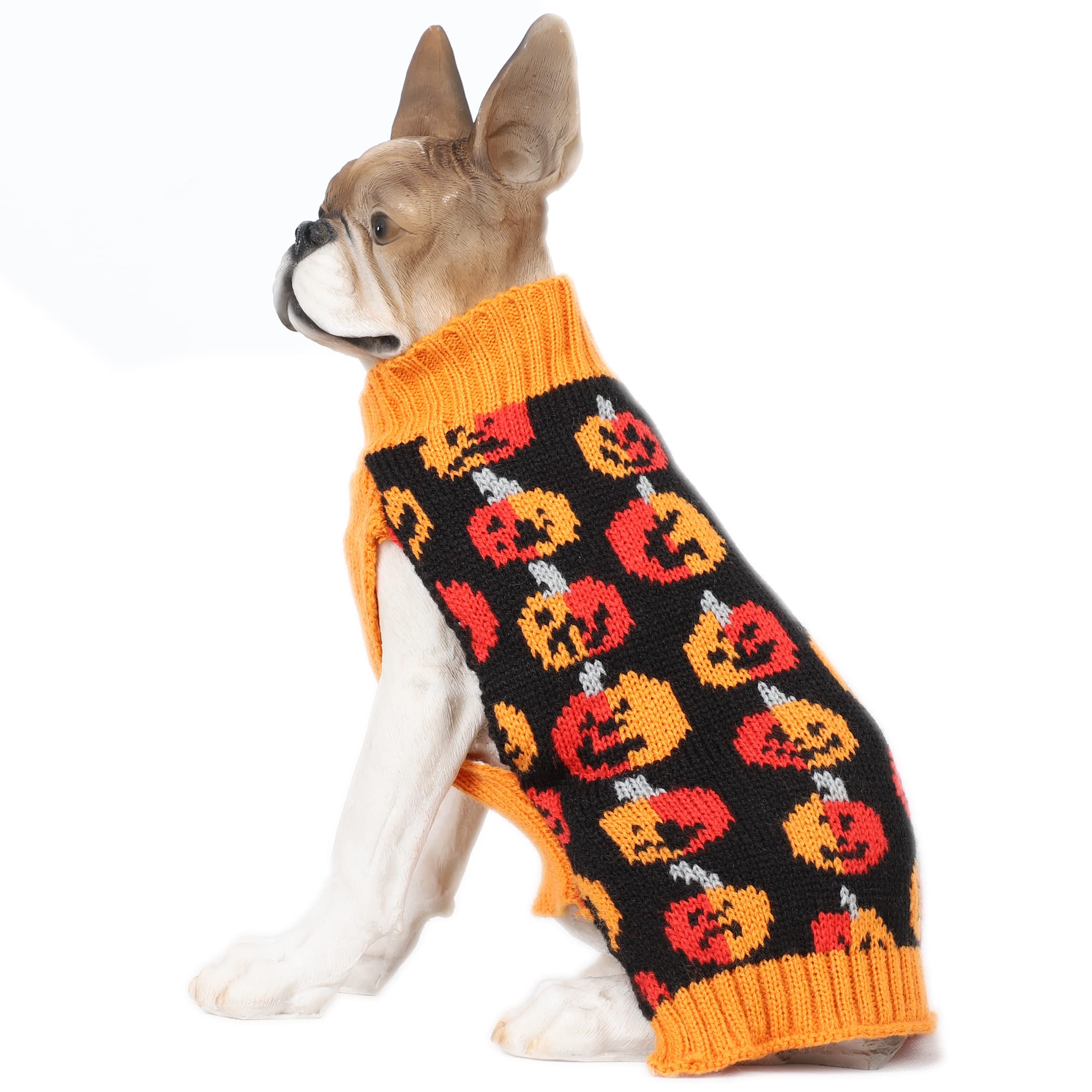 BOBIBI Halloween Pumpkin Cat & Dog Sweater - Cozy Knit Pet Apparel for Small Medium Large Dogs - Perfect for Fall Outfits, Pumpkin Patch Photos & Halloween Costumes