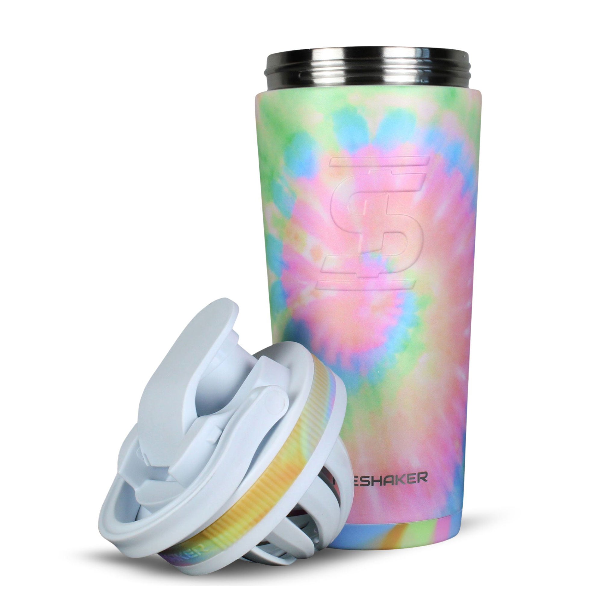Vibrant Cotton Candy Tie Dye 26oz Insulated Ice Shaker Bottle - Perfect for Gym, Workouts & Outdoor Adventures