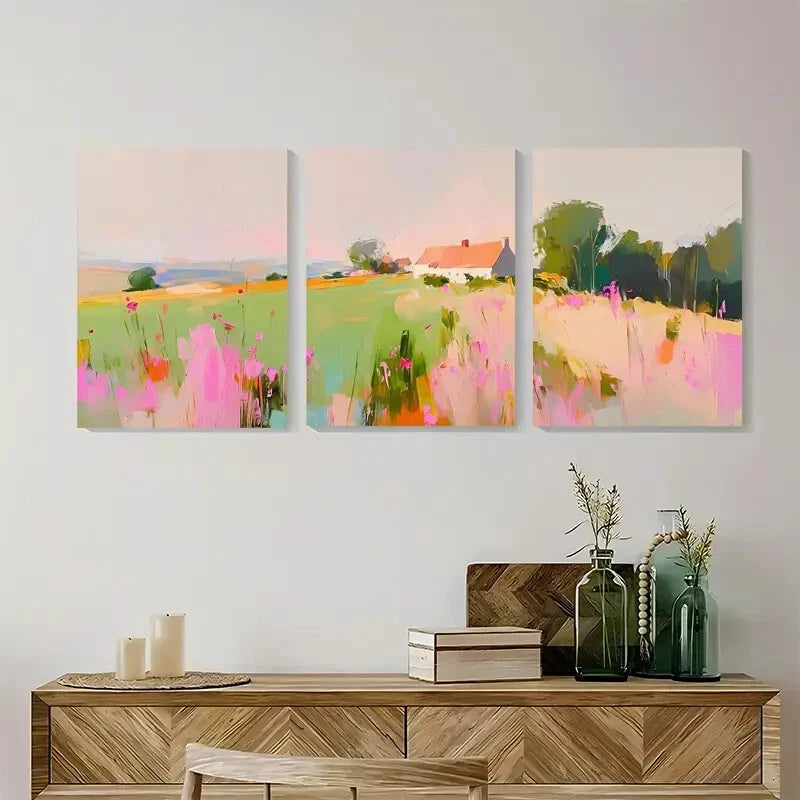 3-Piece Abstract Brush Strokes Scenery Metal Wall Art - Ready to Hang Modern Home Decor for Living Room, Bedroom & Office