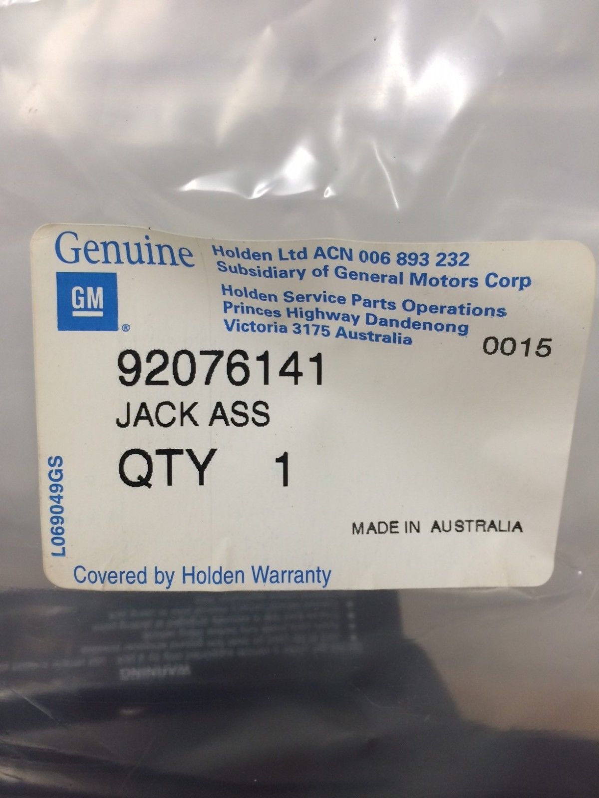 Genuine Holden Spare Wheel Jack Assembly for JR JS Vectra - Car Emergency Repair & Roadside Assistance Kit