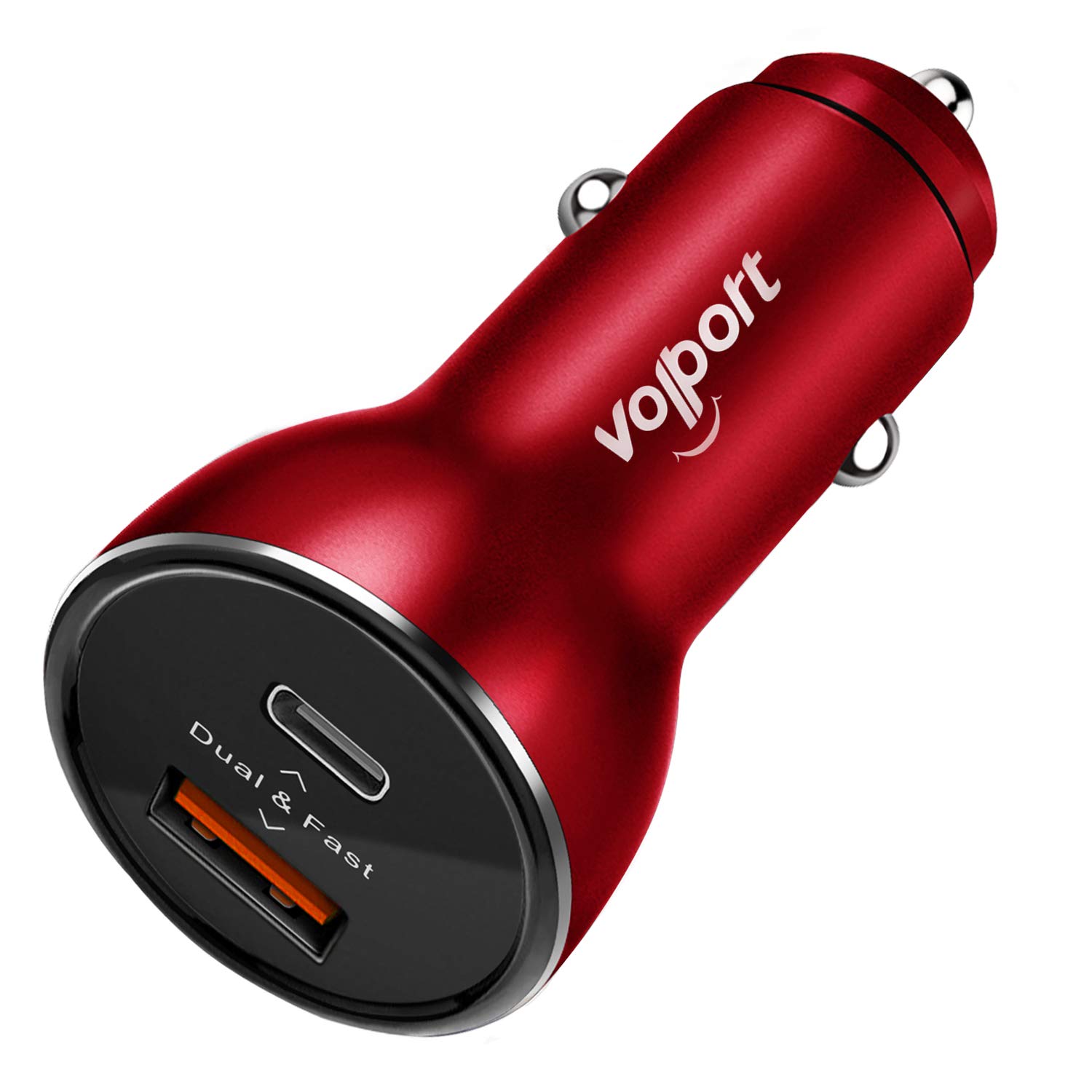 VOLPORT 39W Fast USB C Car Charger with PD & QC 3.0 - Dual Port Type C Charger Adapter for iPhone 13/12/11, Samsung Galaxy, Google Pixel - Perfect for Road Trips & Quick Phone Charging On-The-Go