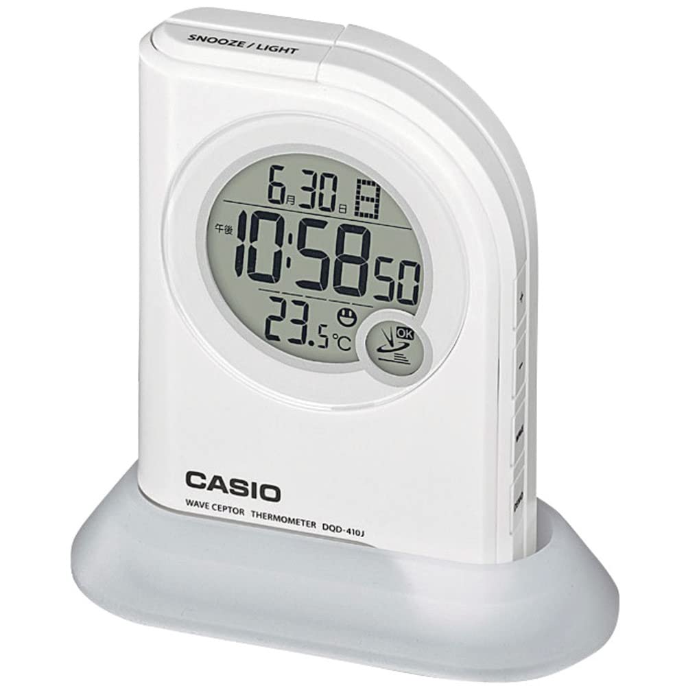 Casio Digital Alarm Clock with LED Light, Flashlight, Temperature Display & Radio - DQD-410J-7JF - Perfect for Bedroom, Office, Travel and Emergency Use