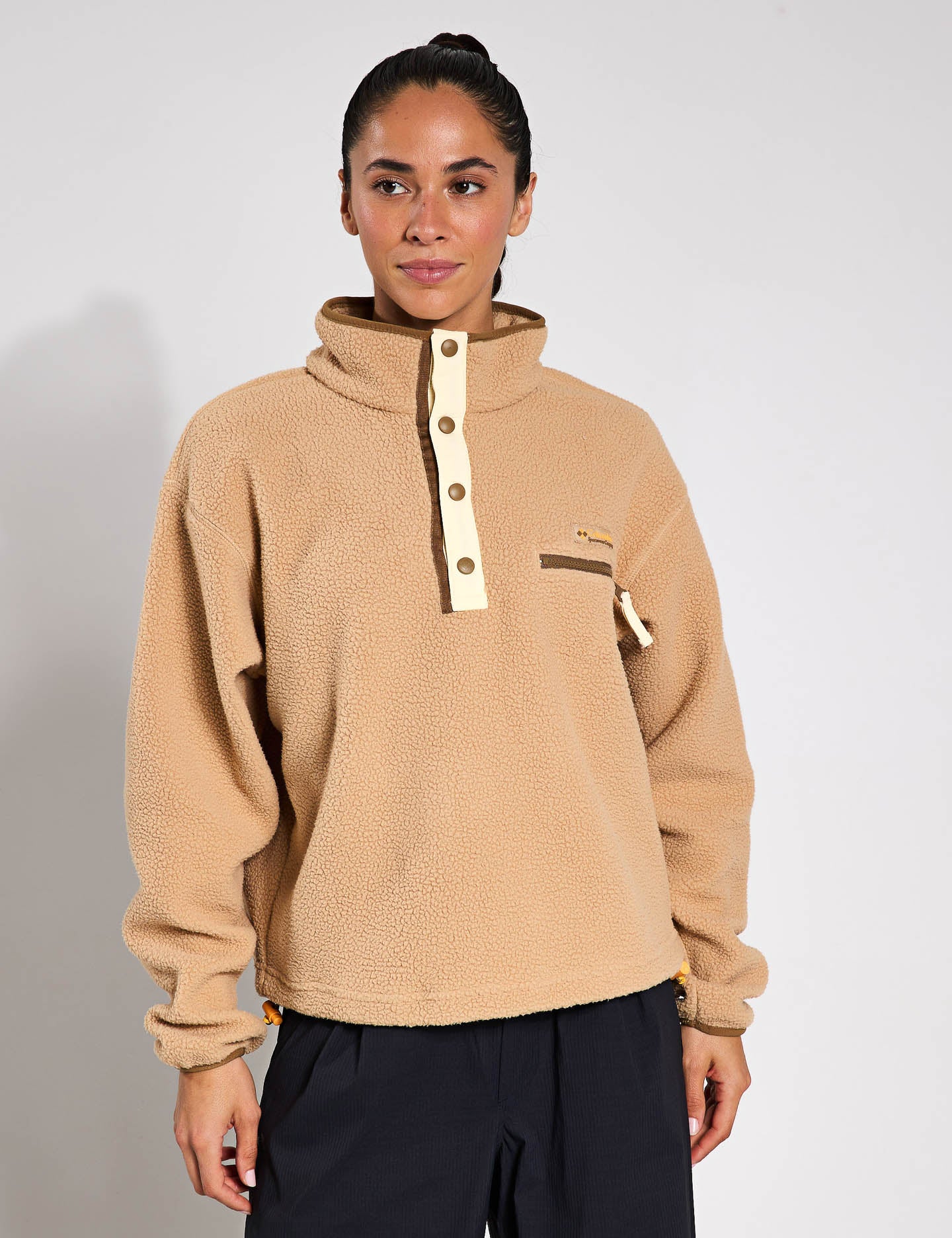 Helvetia II Cropped Sherpa Half Snap Fleece Jacket - Cozy Winter Outerwear for Women | Perfect for Hiking, Camping & Outdoor Adventures