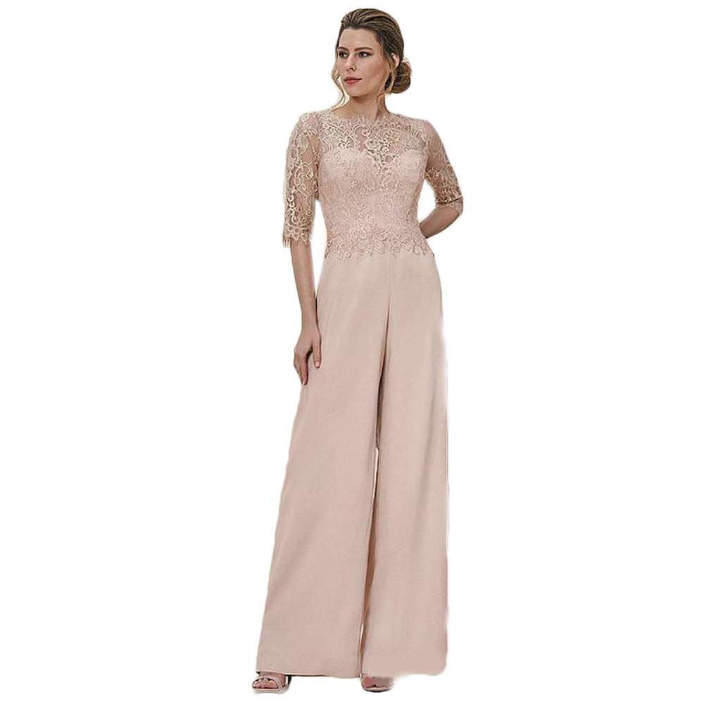 Elegant Lace Jumpsuit for Wedding Guest - Long Sleeve Mother of The Bride Pant Suit with Back Zipper | Perfect for Formal Events, Bridal Showers & Special Occasions
