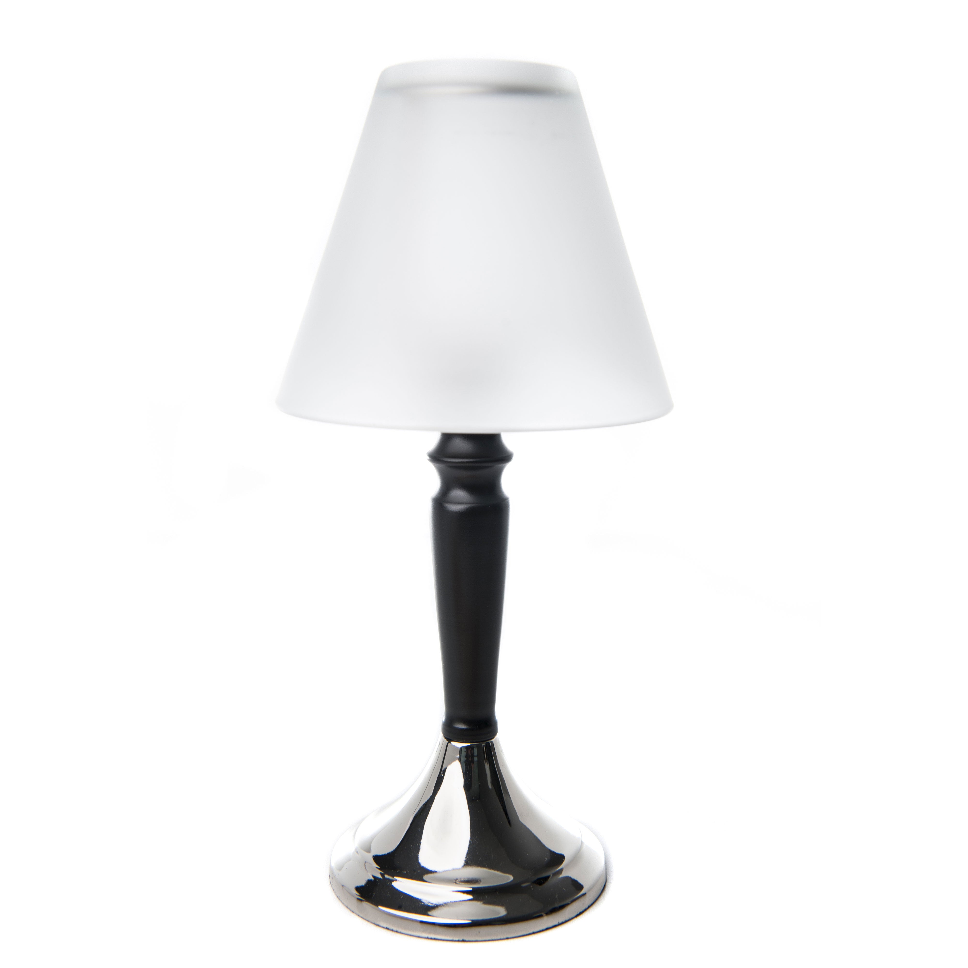 Elegant Frosted Acrylic Candlestick Lamp with Black & Silver Base - Perfect for Dining Room, Bedroom, and Home Decor Lighting