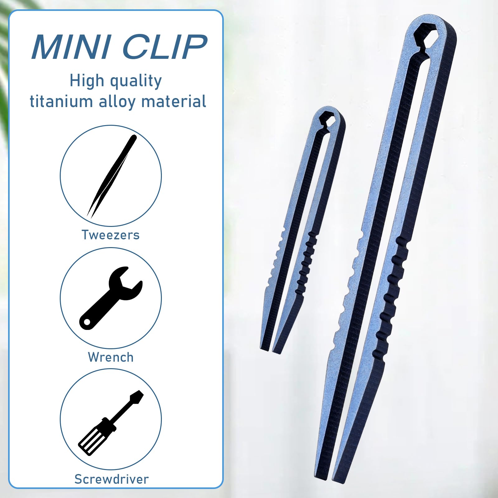 2Pcs Mini Titanium Tweezers - Premium Alloy EDC Tweezers for Travel, First Aid, Eyebrow Plucking & Electronics Repair | Portable Small Tweezers for Everyday Carry Tools & Gadgets