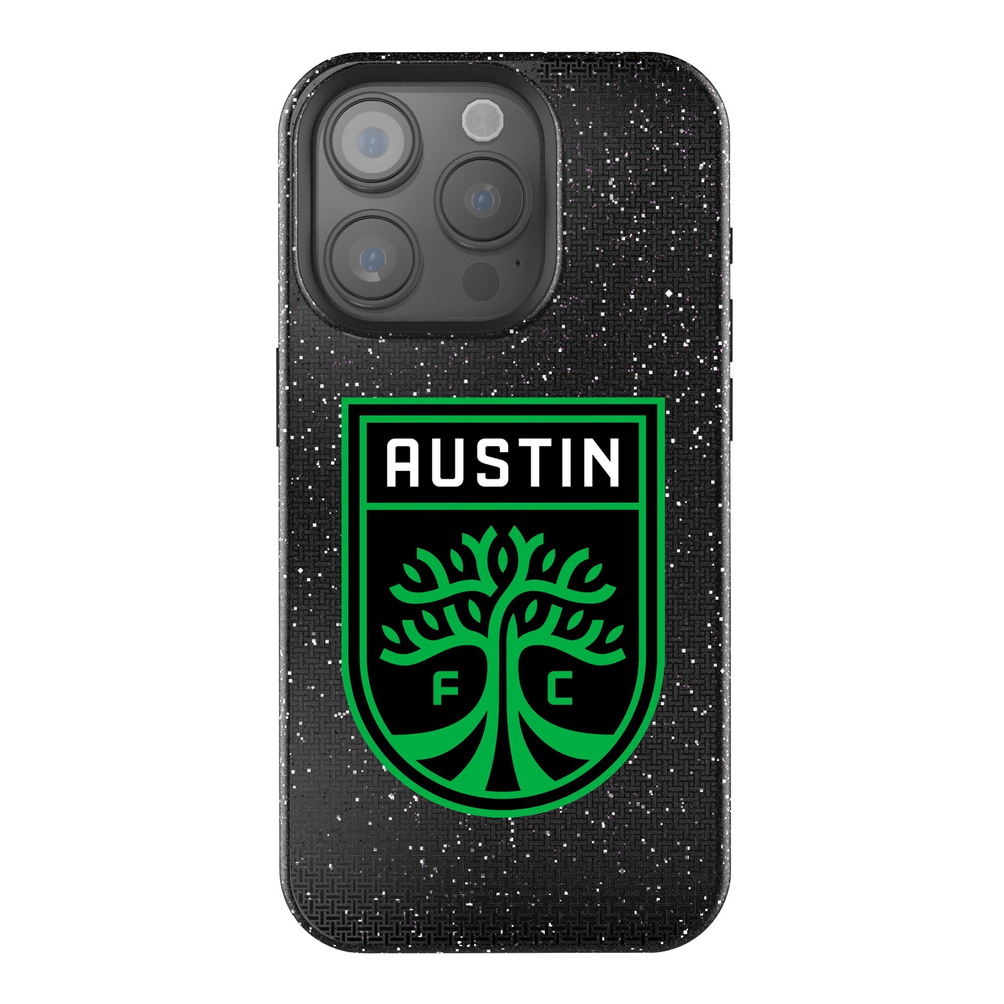 Austin FC Rhinestone Bling Phone Case for Apple iPhone 14/13/12 - Stylish Glitter Cover with Team Logo - Perfect for Soccer Fans & Match Days
