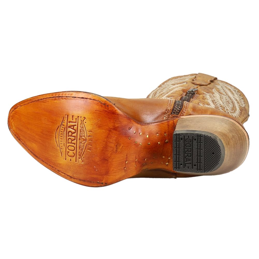 Women's Corral Boots with Golden Embroidery - Stylish Cowgirl Boots for Western Fashion & Country Dancing