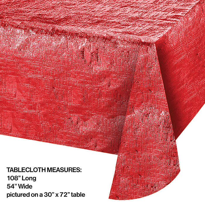 12-Piece Bulk Red Metallic Table Covers - Premium Disposable Party Tablecloths for Weddings, Birthdays & Events (12 Pack)