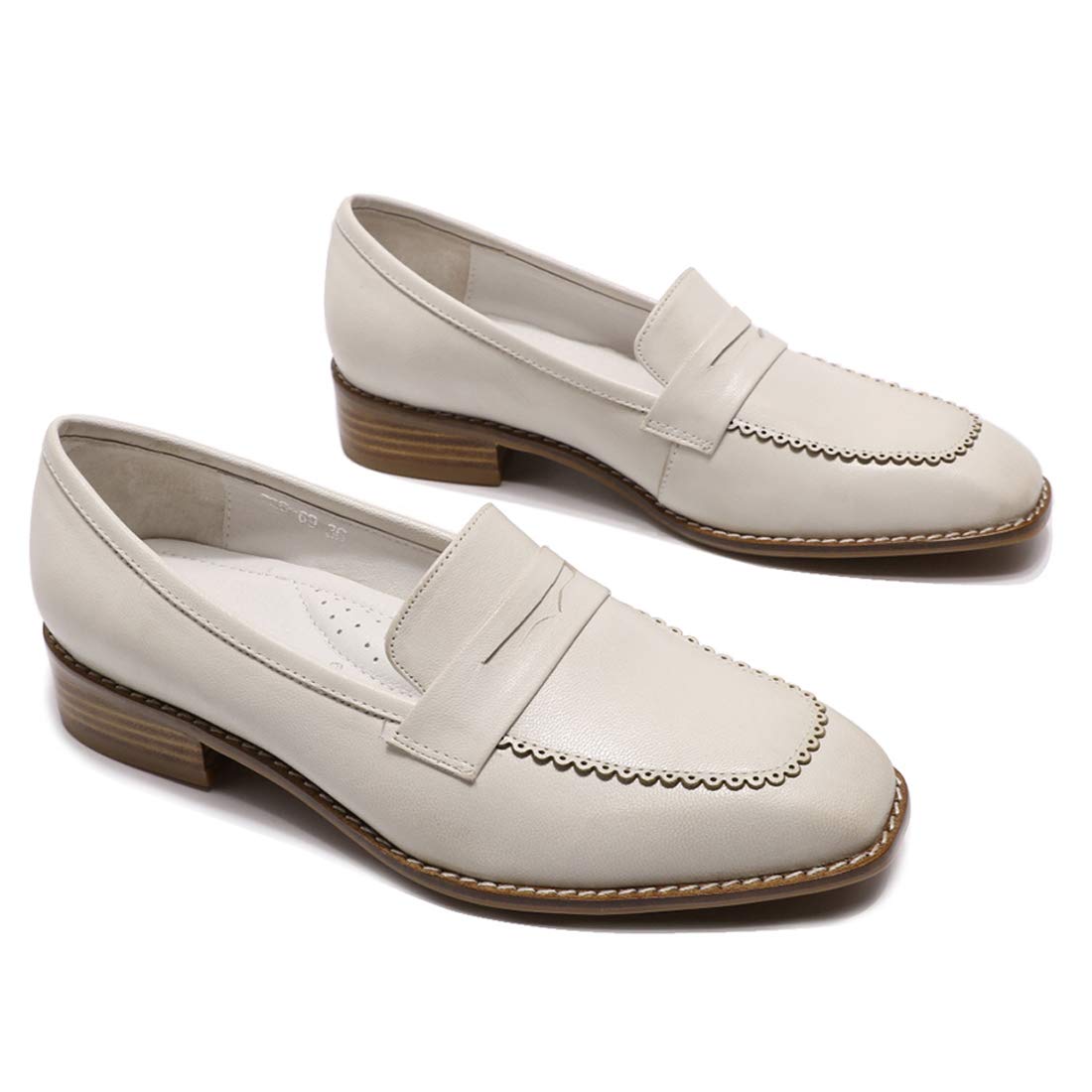Women's Leather Penny Loafers - Square Toe Slip-On Dress Shoes for Office & Casual Wear | Comfortable & Stylish Flats for Work, Travel & Everyday Outfits
