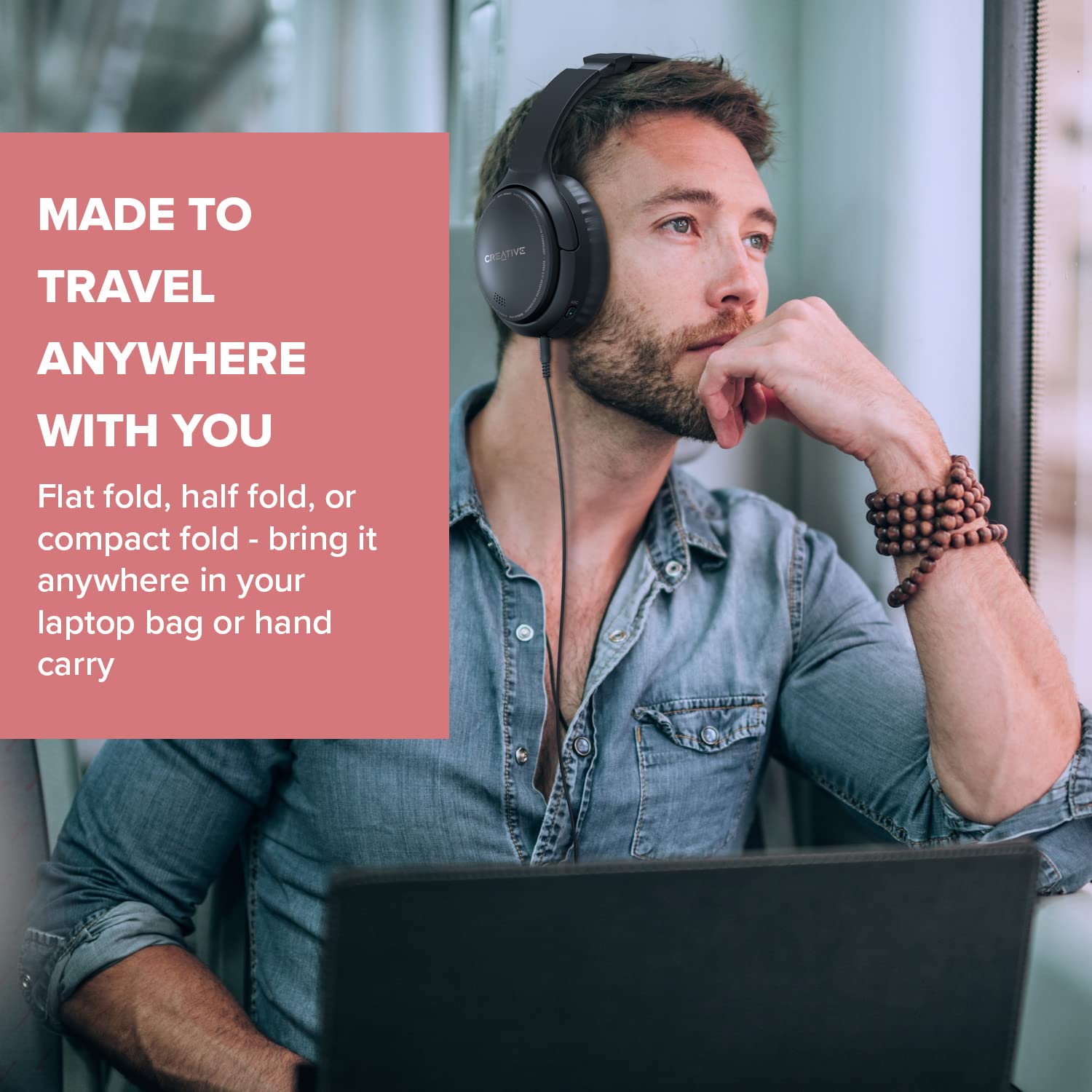 Creative Zen Hybrid Wireless Over-Ear Headphones with Hybrid Active Noise Cancellation & Ambient Mode - 27H Playtime (ANC On), Bluetooth 5.0, AAC, Built-in Mic - Perfect for Travel, Work & Music Lovers (Black)