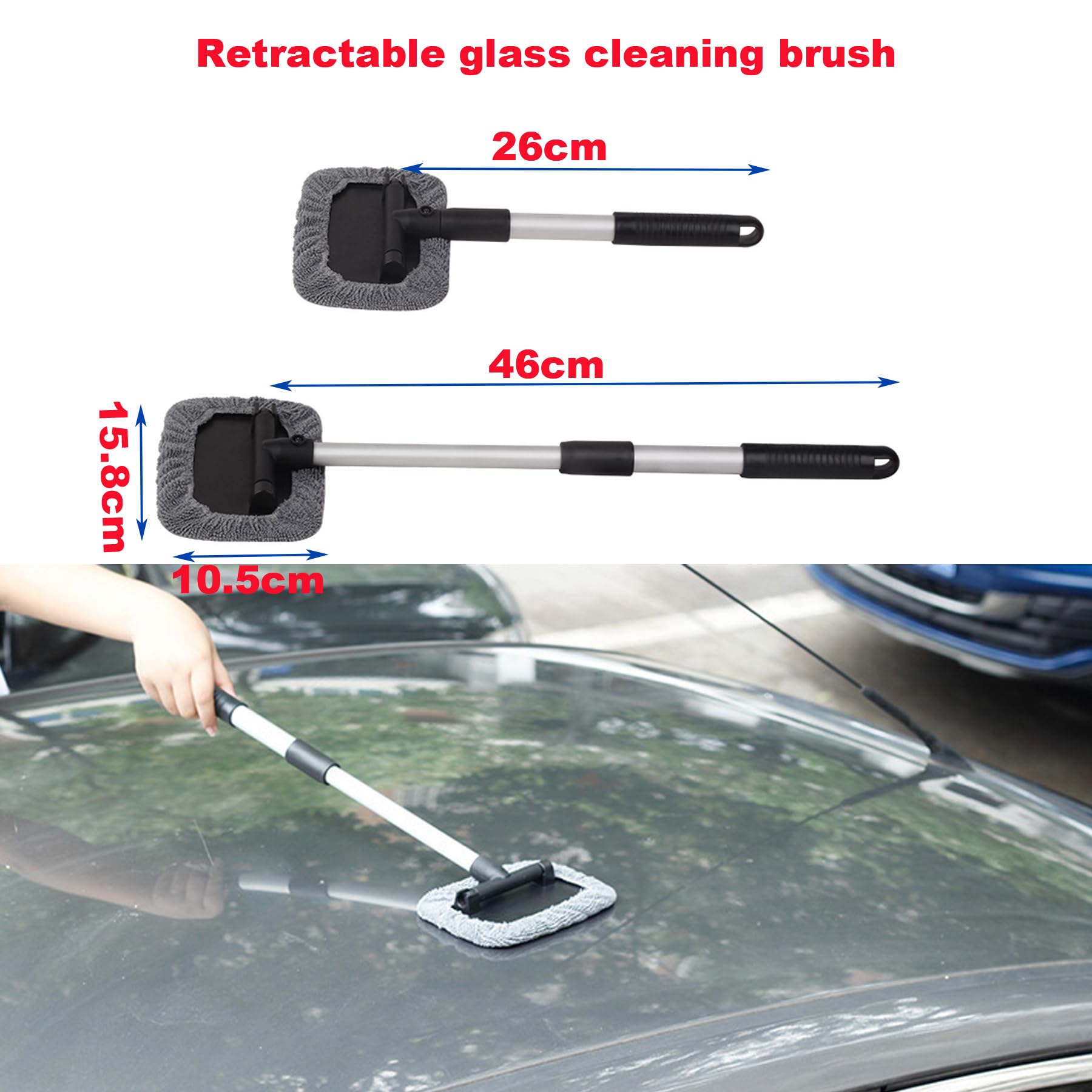Universal Car Rearview Mirror Wiper - 2 Pack, 98cm Long Handle for Easy Cleaning - Perfect for Car Glass & Water Mist Removal
