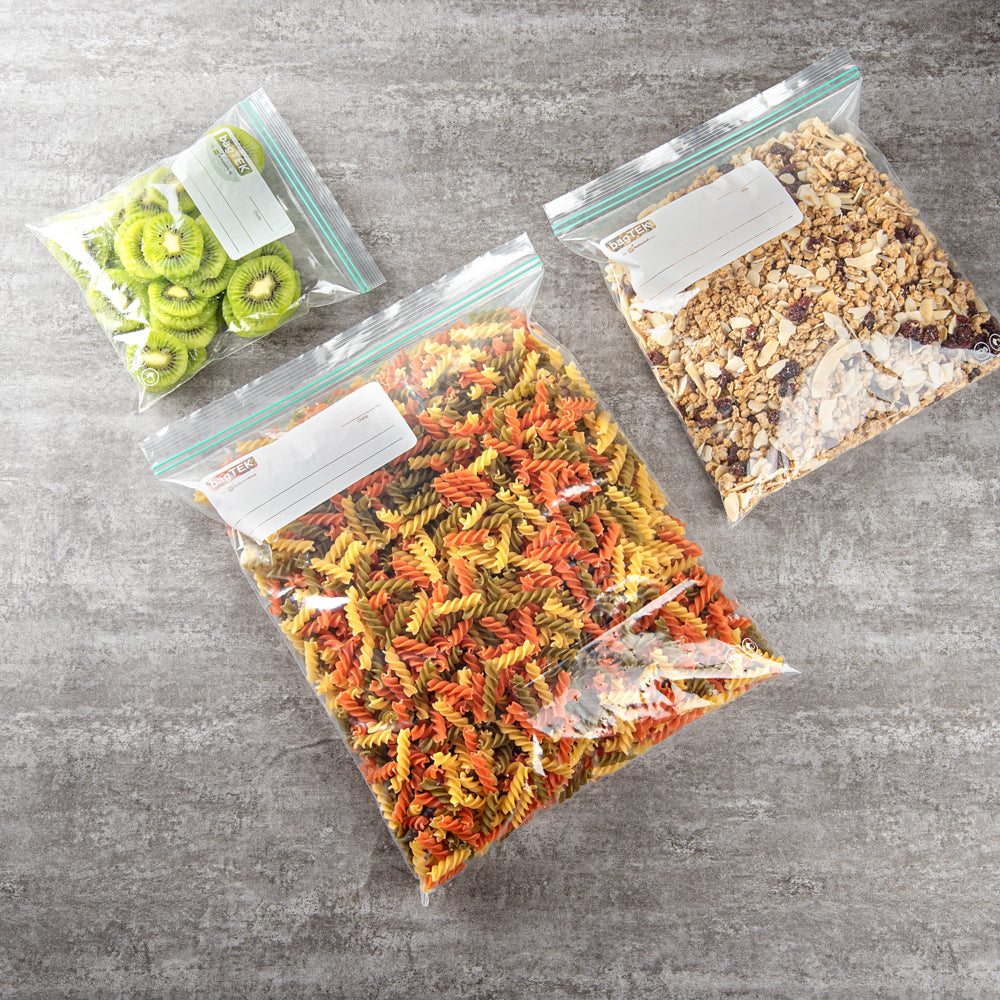 Bag Tek 2 Gallon Clear Plastic Zip Bags with Double Zipper - BPA Free, Write-On Label (15 x 13 Inches) - 1000 Count Box for Food Storage, Organization & Shipping Supplies