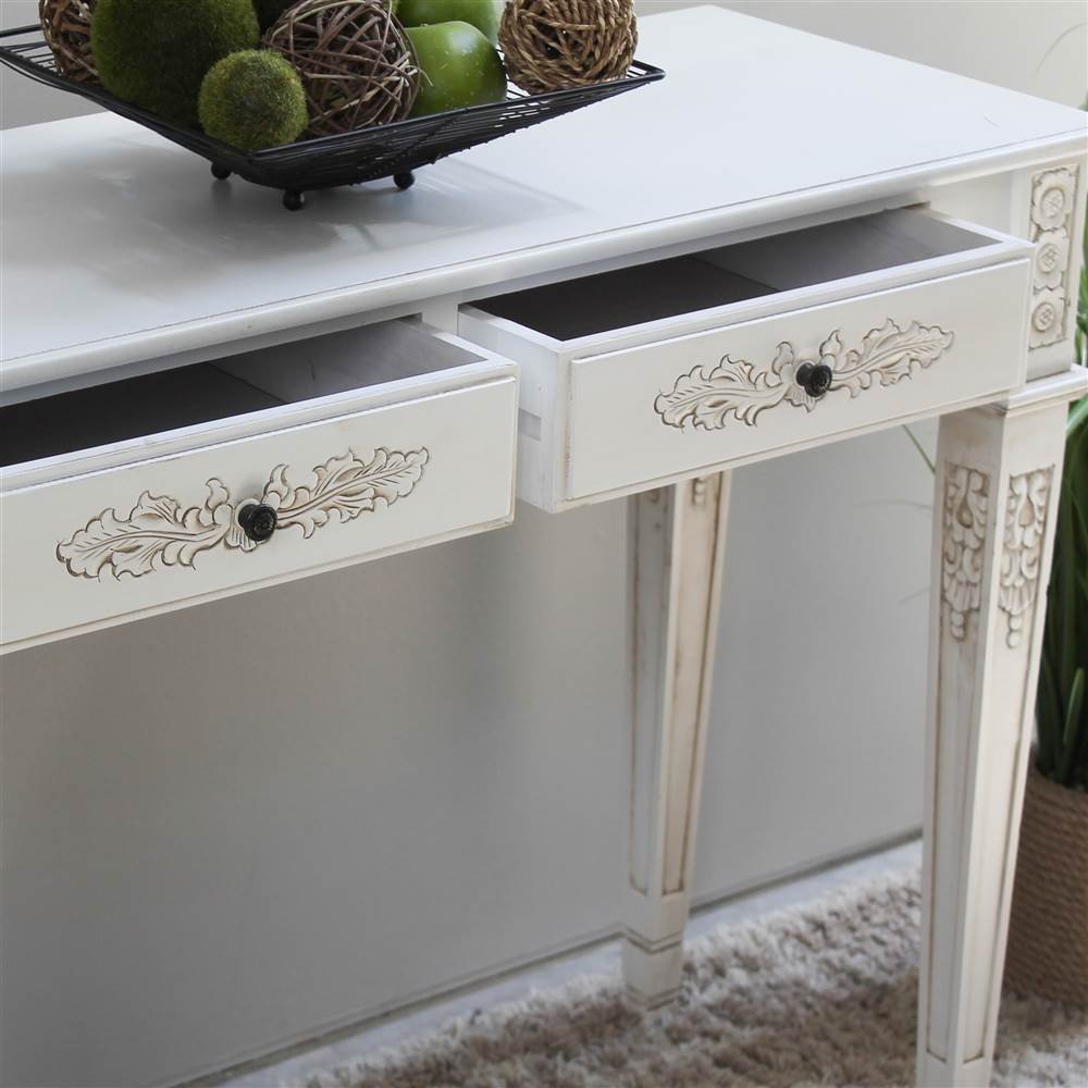 Windsor Two-Drawer Rectangular Console Table - Solid Wood Entryway Furniture for Hallway, Living Room & Foyer Decor