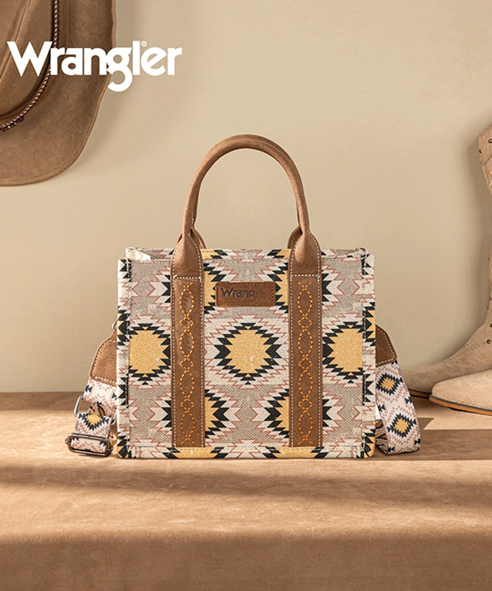 Wrangler Dual Sided Print Canvas Tote Bag - Stylish & Durable Reusable Shopping Bag for Women - Perfect for Groceries, Beach, Work & Travel