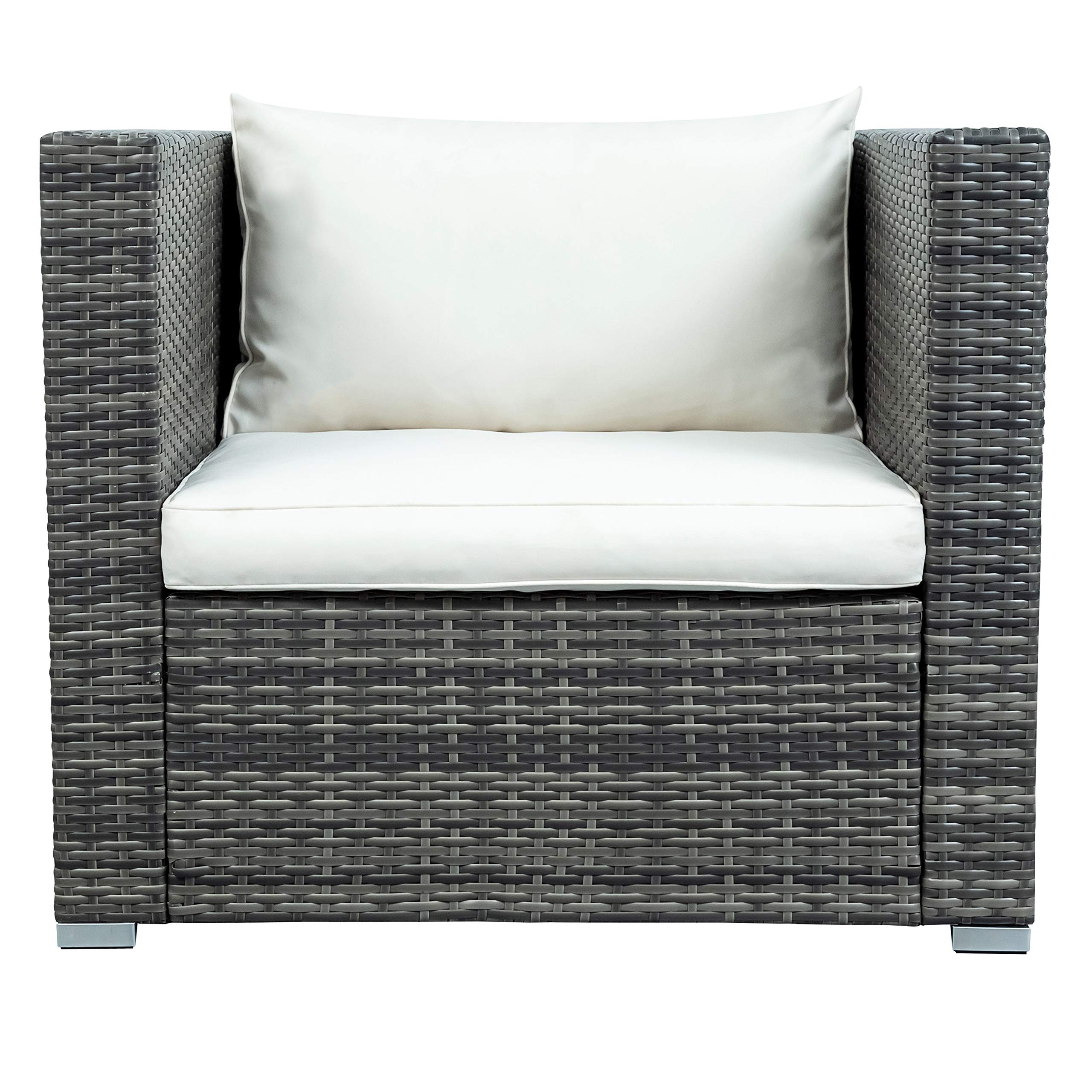 **Merax 8-Piece Patio Furniture Set - All-Weather Outdoor PE Rattan Sectional Sofa with Cushions, Ottoman & Coffee Table - Grey & Beige - Perfect for Backyard, Garden, Poolside & Balcony Relaxation**