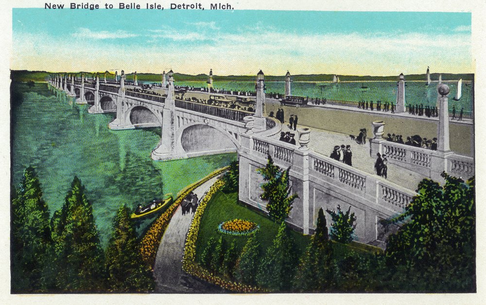 Detroit Michigan New Belle Isle Bridge 36006 - Signed 24x36 Art Print Poster, Wall Decor for Home & Office - Perfect for Living Room, Bedroom or Office Decoration