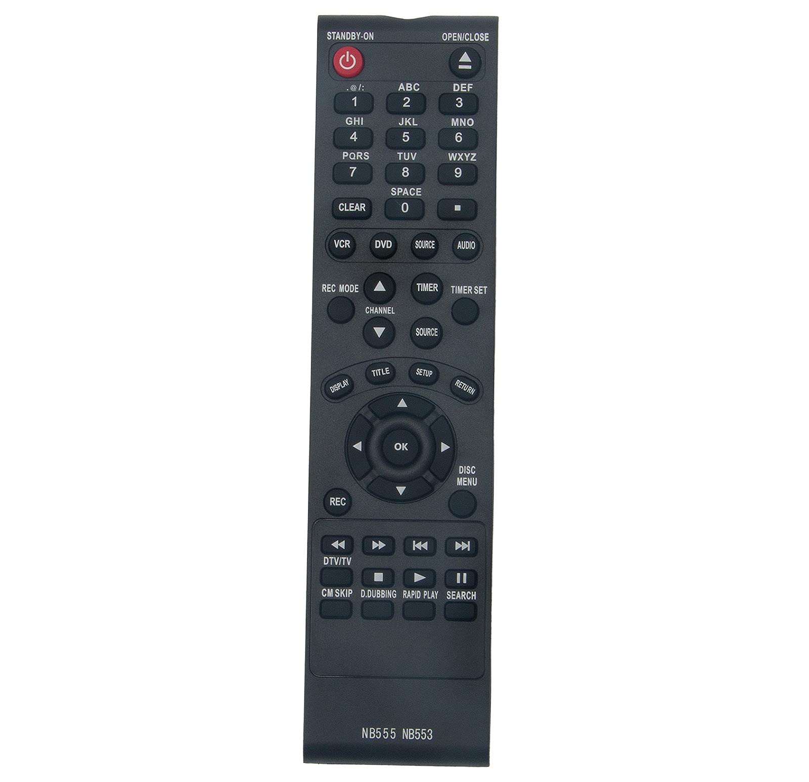 AIDITIYMI NB555 NB553 Replacement Remote Control Compatible with Magnavox DVD Recorder Models ZV450MW8A ZV450MW8 SV08R242 ZV450MWB ZV420MW8 ZC352MW8 ZC350MS8 ZC352MW8B - Perfect for Home Entertainment Systems & DVD Player Accessories