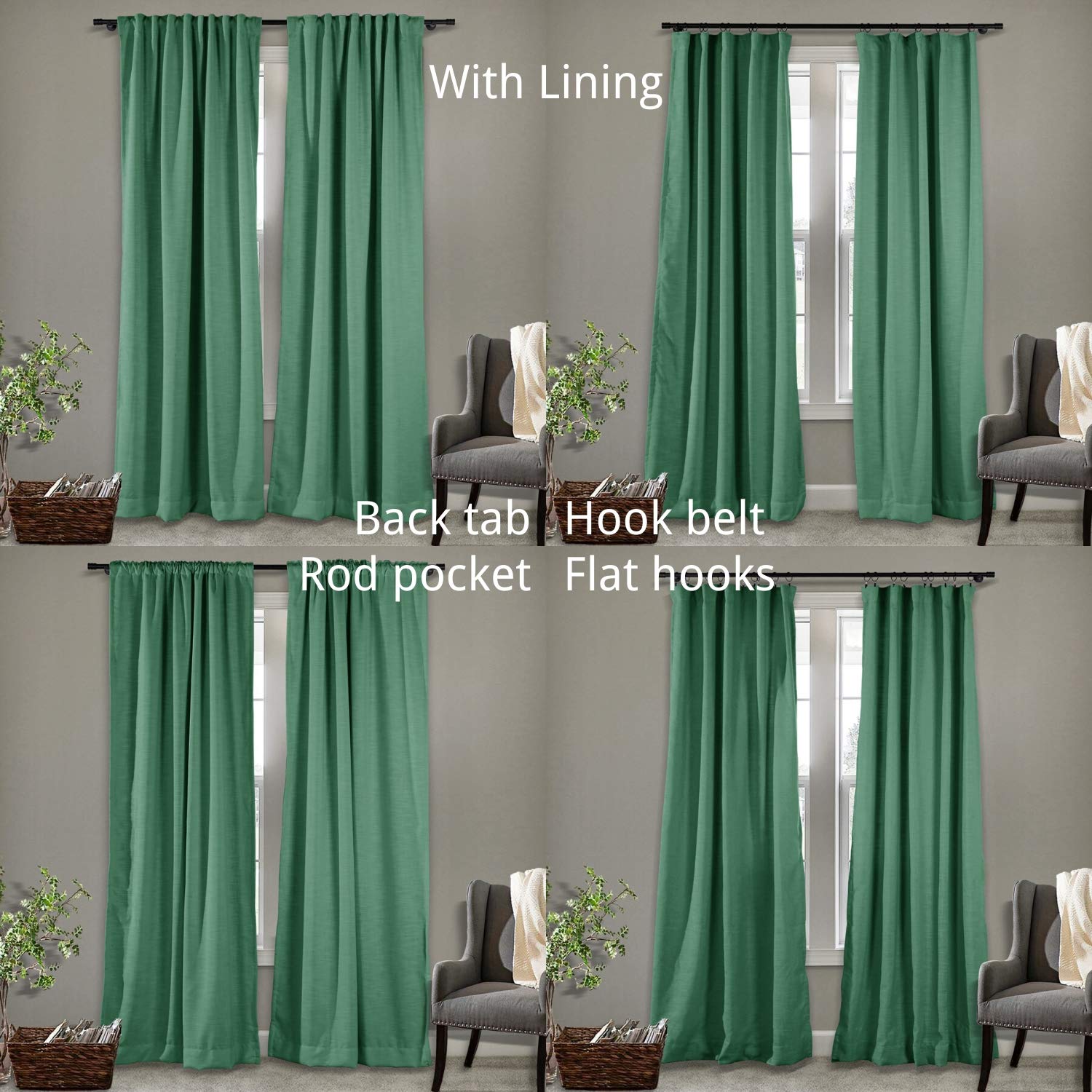 Frelement Breathable Faux Linen Blackout Curtains - Noise Reducing Thermal Insulated Drapes with 4-in-1 Header for Bedroom, Living Room & Office - 52x96 Inches, Single Panel (Peacock Design) - Perfect for Light Control, Privacy & Energy Savings